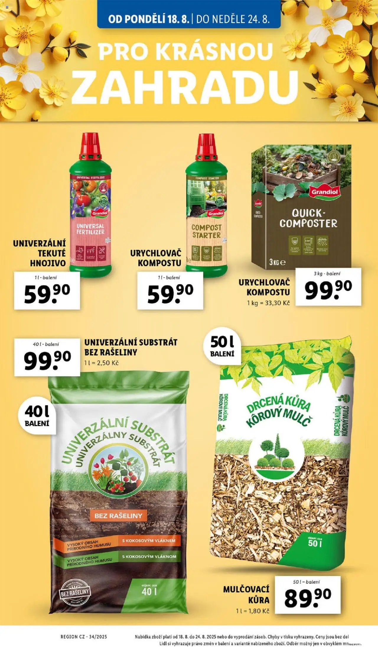 Lidl leták od 18.08.2025 | Strana: 48 | Produkty: Mulčovací kůra, Substrát, Univerzální substrát, Hnojivo