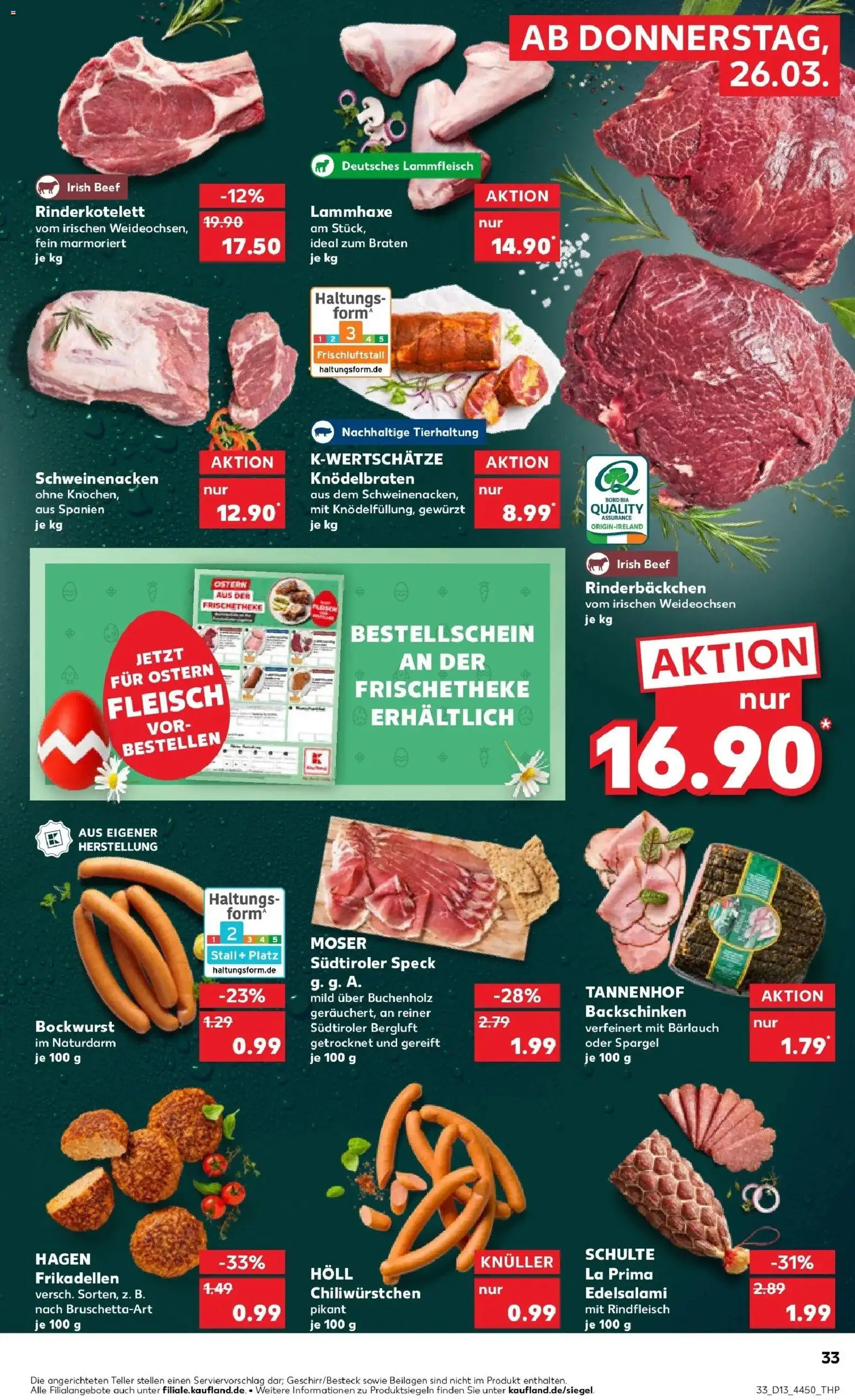Kaufland Prospekt Löbau	 – gültig ab 26.03.2026 | Seite: 33 | Produkte: Schweinenacken, Spargel, Salami, Rindfleisch