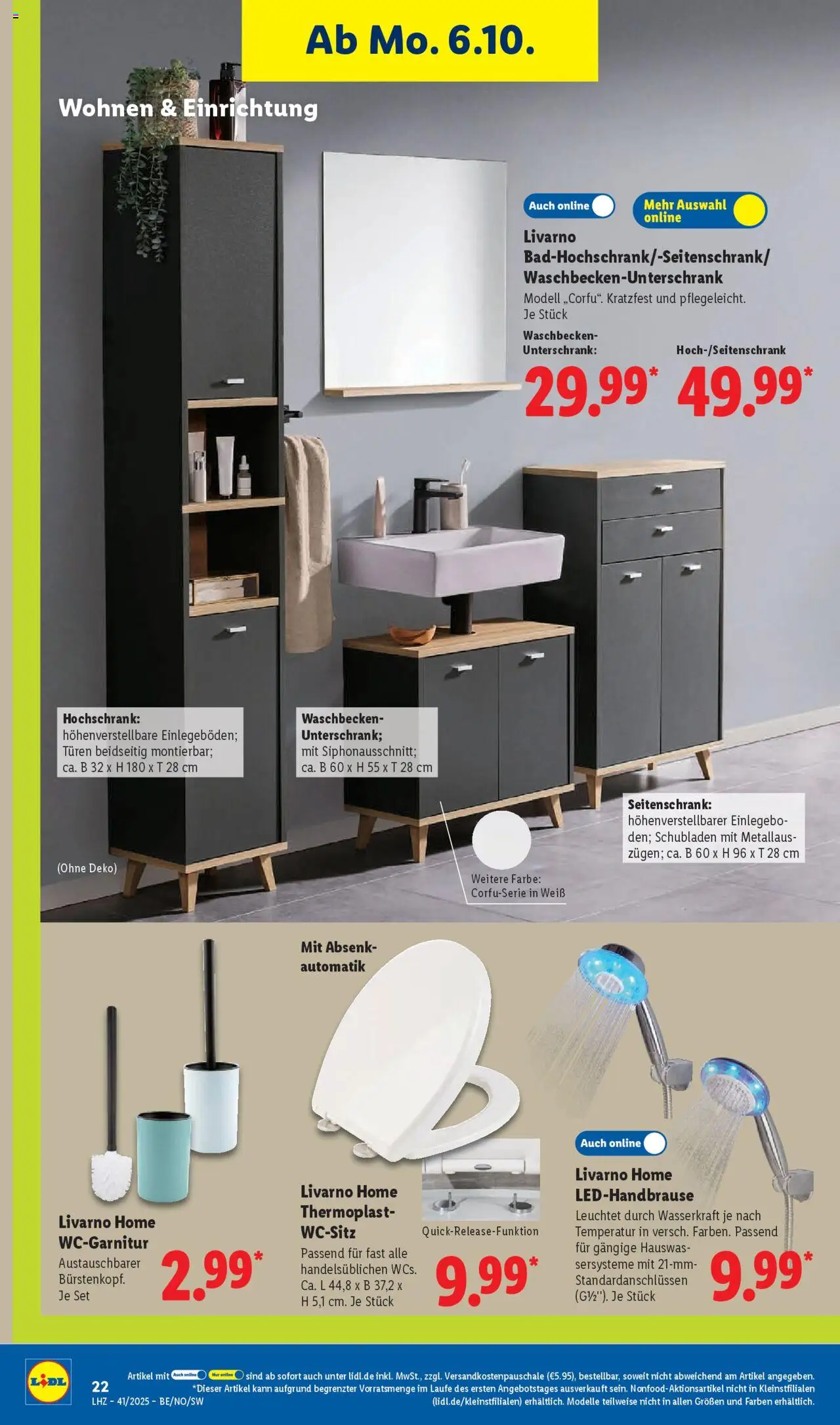 Lidl Prospekt Holzminden – gültig ab 06.10.2025 | Seite: 40 | Produkte: Waschbecken, Unterschrank, Hochschrank