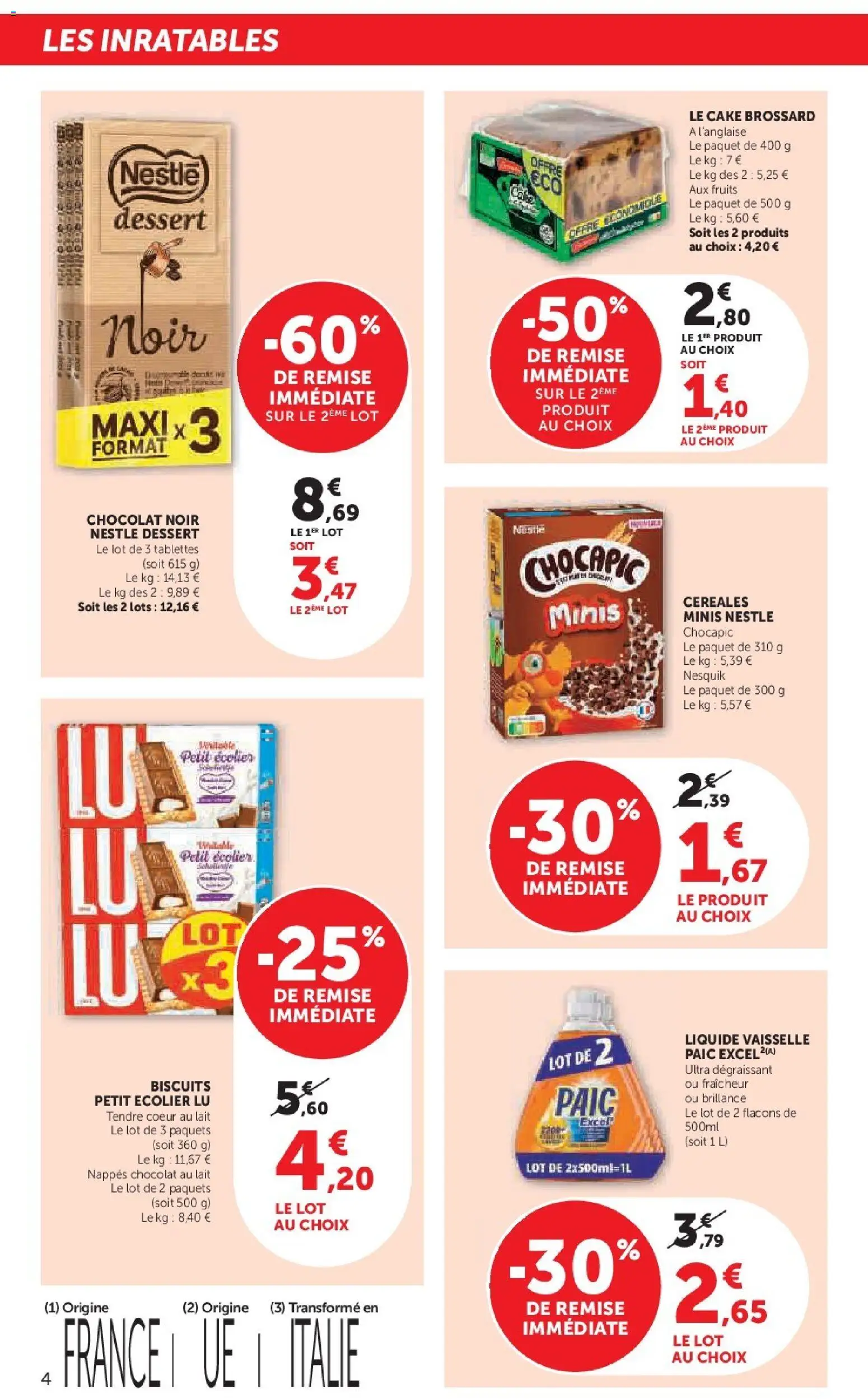 {H1} | Page: 4 | Produits: Chocapic, Liquide vaisselle, Lait, Céréales