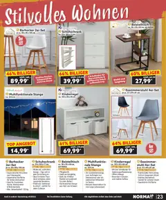 Norma Bestellmagazin Januar 2026 ab 01.01.2026 gültig | Seite: 23 | Produkte: Top, Beistelltisch, Barhocker, Stuhl