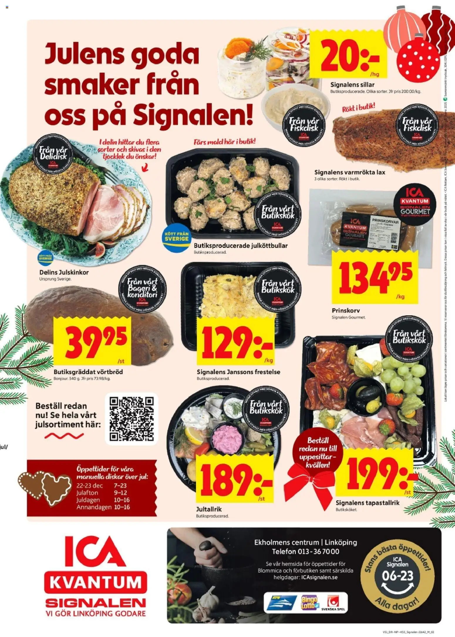 ICA Kvantum reklamblad aktuell från 15.12.2025 | Sida: 10 | Produkter: Bageri, Prinskorv, Lax, Spel