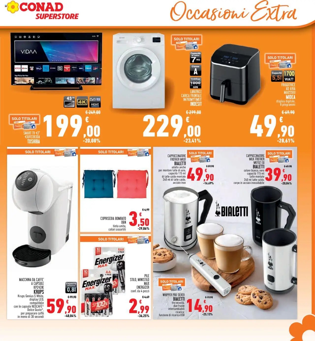 Volantino Conad del 11.09.2025 | Pagina: 35 | Prodotti: Pile, Friggitrice ad aria, Latte, Top