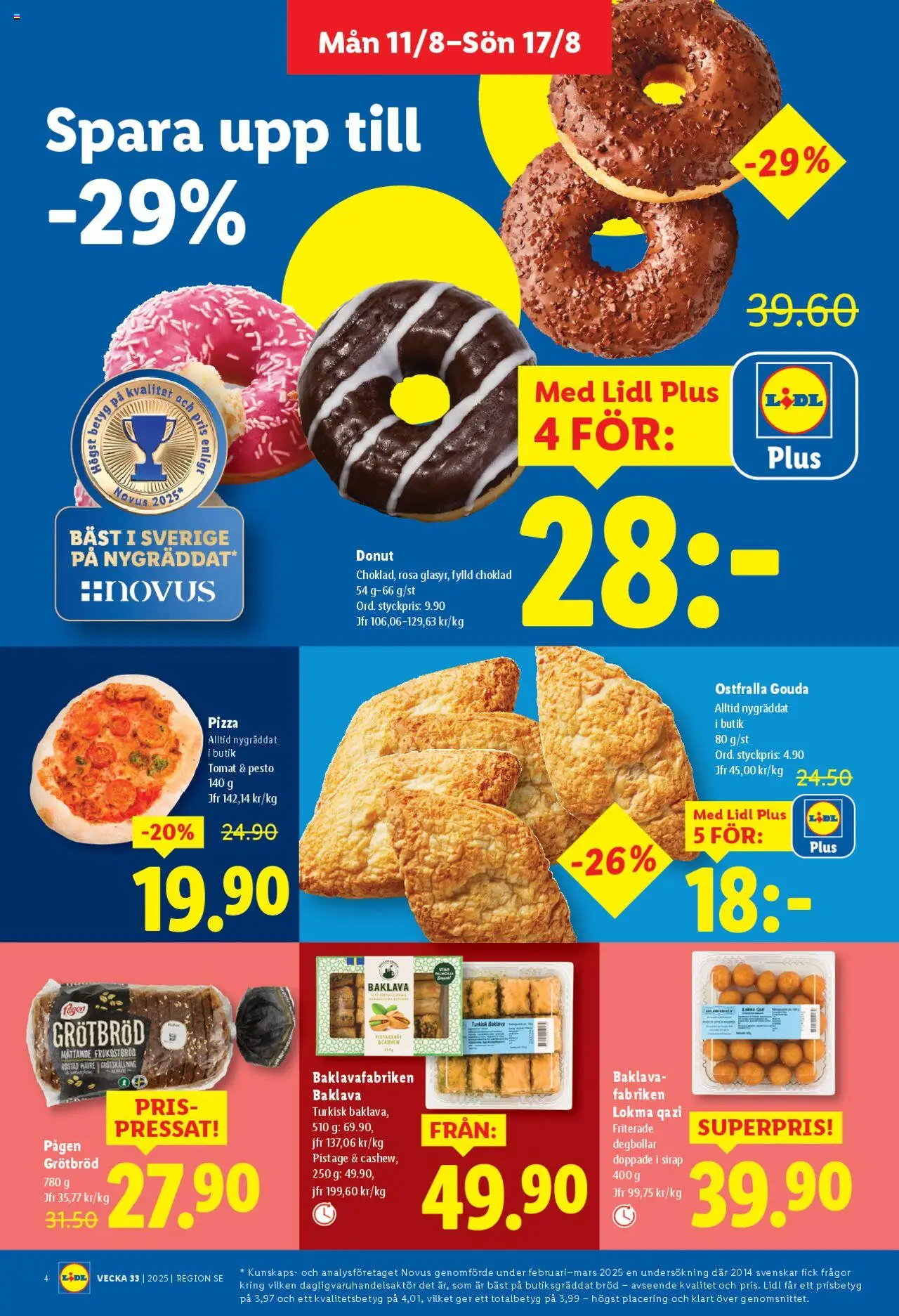 Lidl reklamblad aktuell från 11.08.2025 | Sida: 4 | Produkter: Bröd, Choklad, Pizza, Pesto