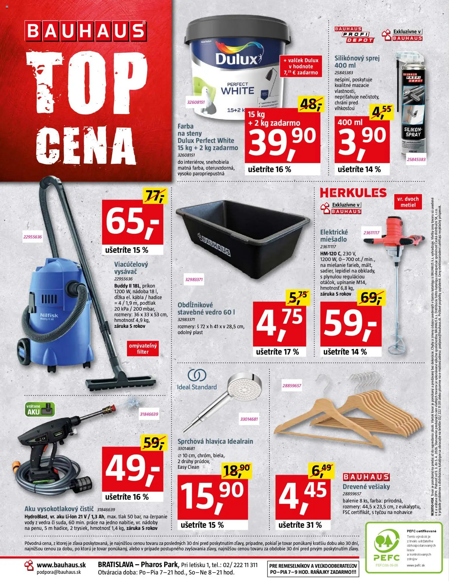 Nové Bauhaus akcie – leták je platný od 09.03.2026 | Strana: 40 | Produkty: Vešiaky, Telefón, Aku, Vysávač