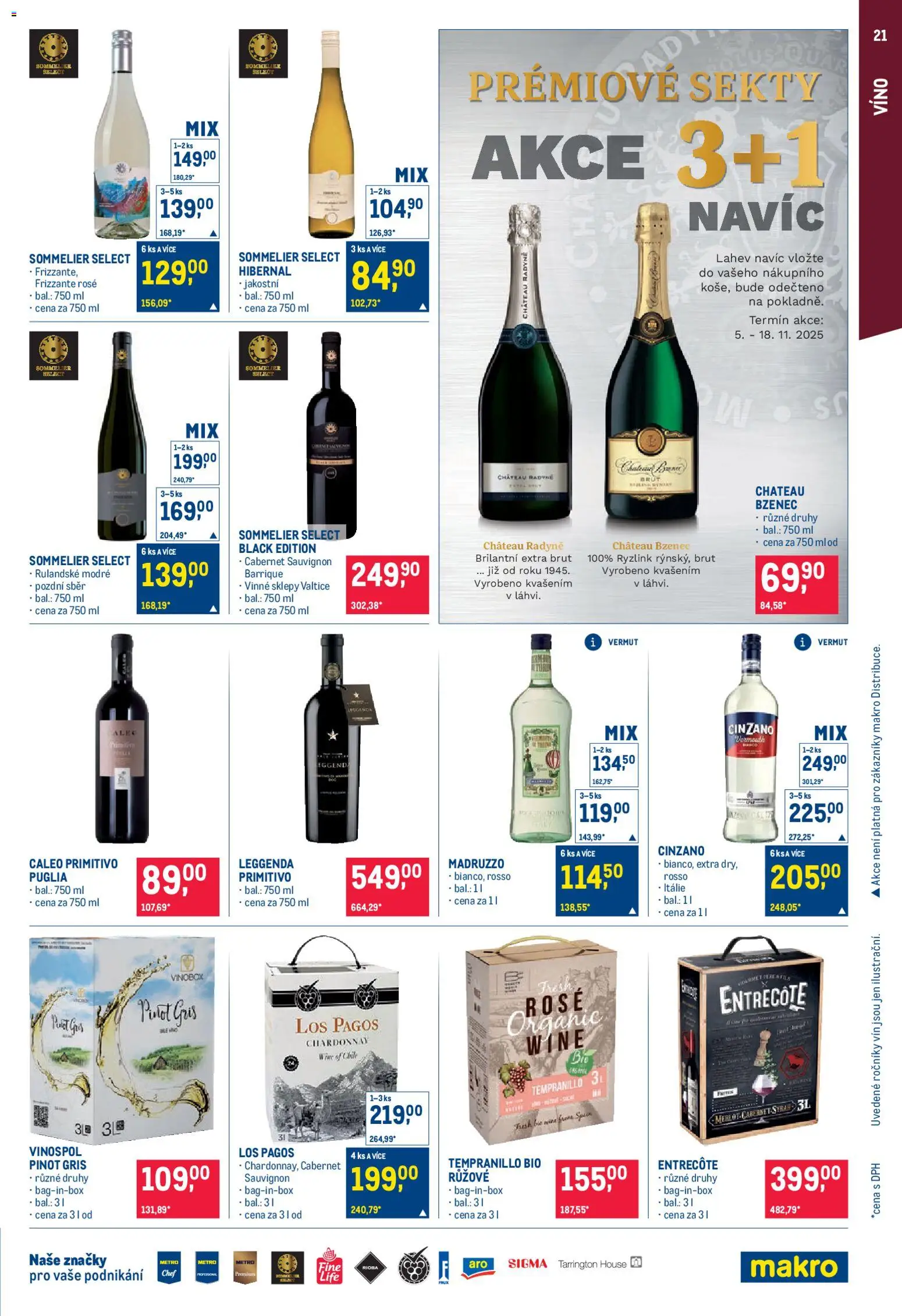 Makro leták - Pro milovníky jídla od 05.11.2025 | Strana: 21 | Produkty: Frizzante, Primitivo, Cabernet Sauvignon, Pinot Gris