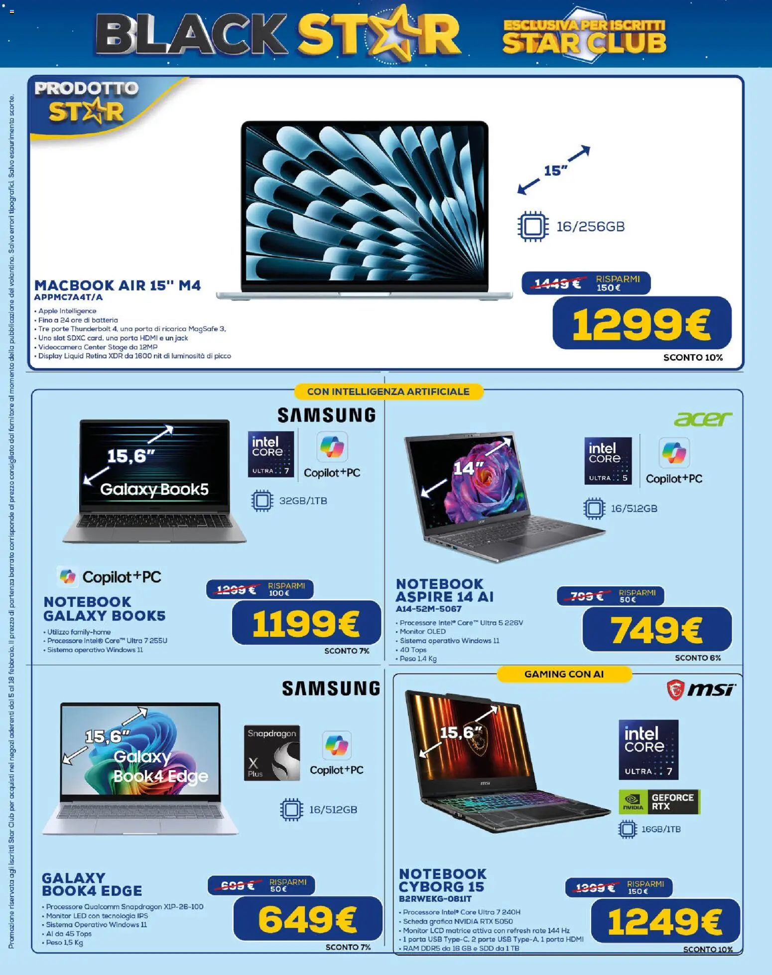 Volantino Euronics del 19.02.2026 | Pagina: 8 | Prodotti: Notebook, Macbook air, Videocamera, Macbook
