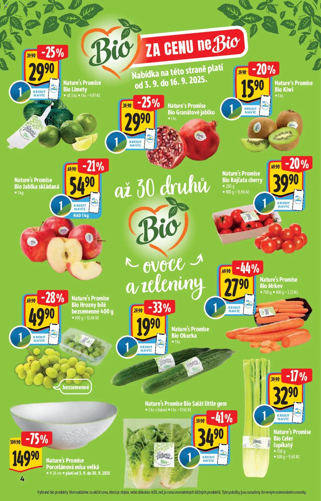Albert leták - Hypermarket - Bio od 03.09.2025 | Strana: 4 | Produkty: Rajčata, Mrkev, Bio mrkev, Salát