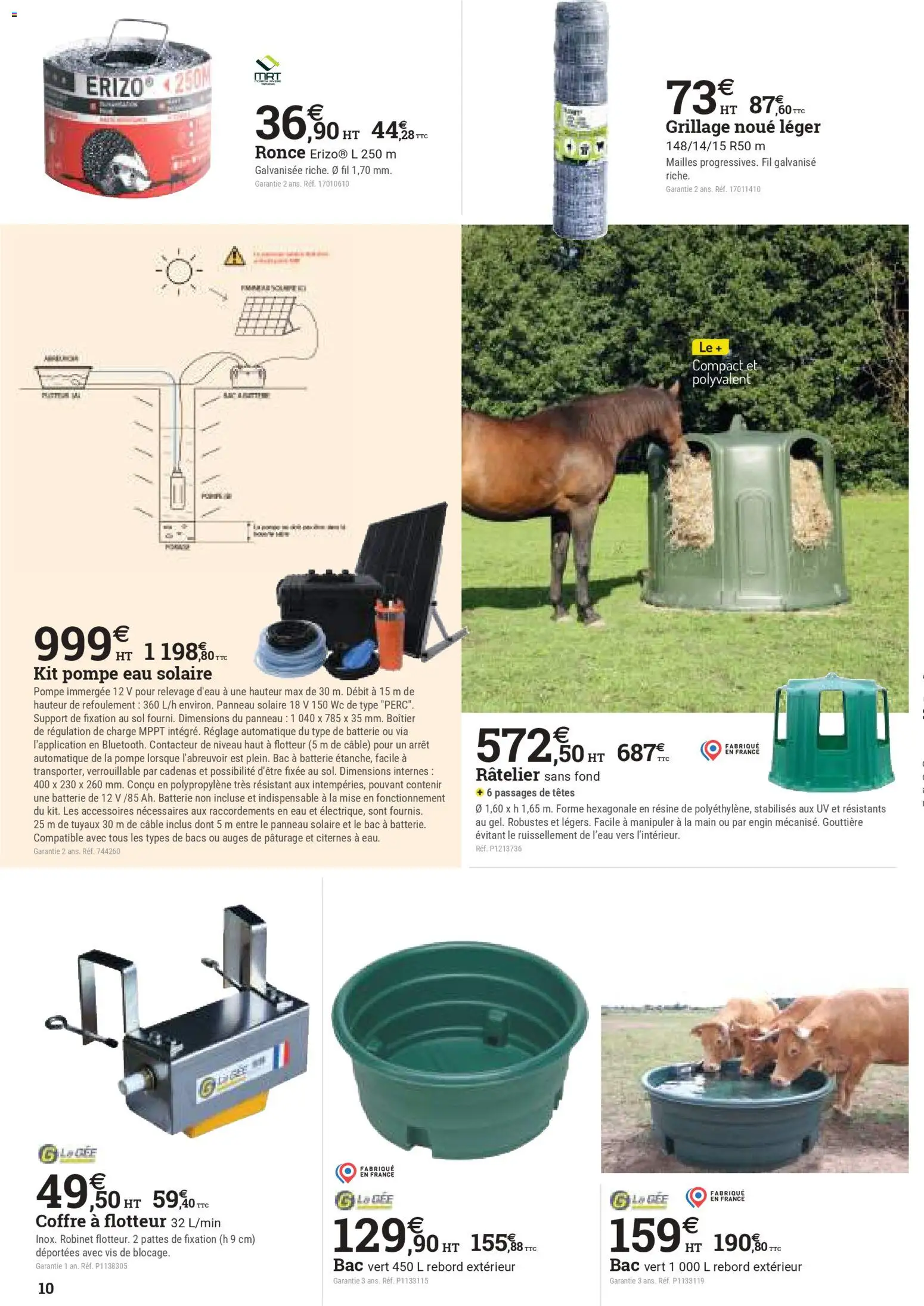 {H1} | Page: 10 | Produits: Câble, Robinet, Gouttière, Batterie