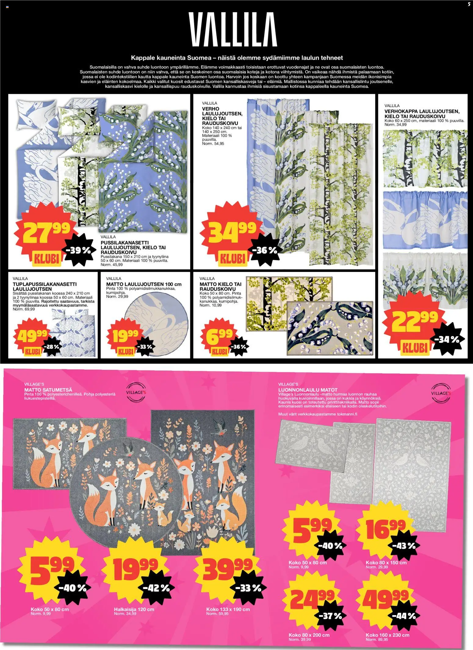 Tokmanni tarjoukset – voimassa 20.04.2026 alkaen | Sivu: 5 | Tuotteet: Pussilakanasetti, Matot, Matto, Tyynyliina