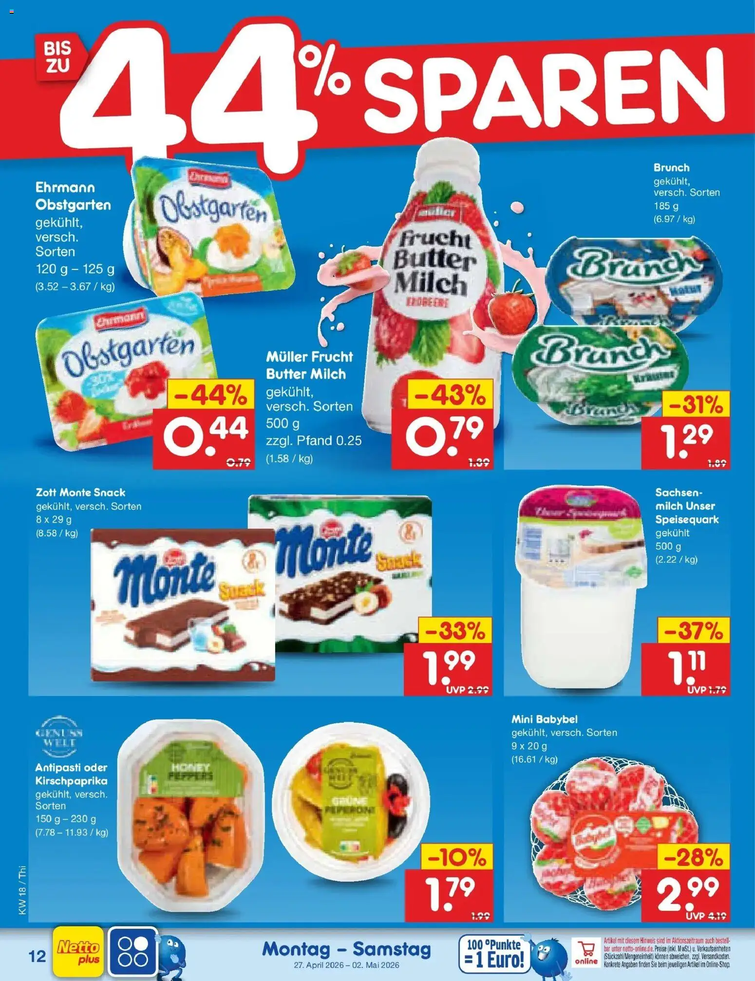 Netto Marken-Discount Prospekt Thiendorf	 – gültig ab 27.04.2026 | Seite: 14 | Produkte: Milch, Butter, Babybel, Speisequark