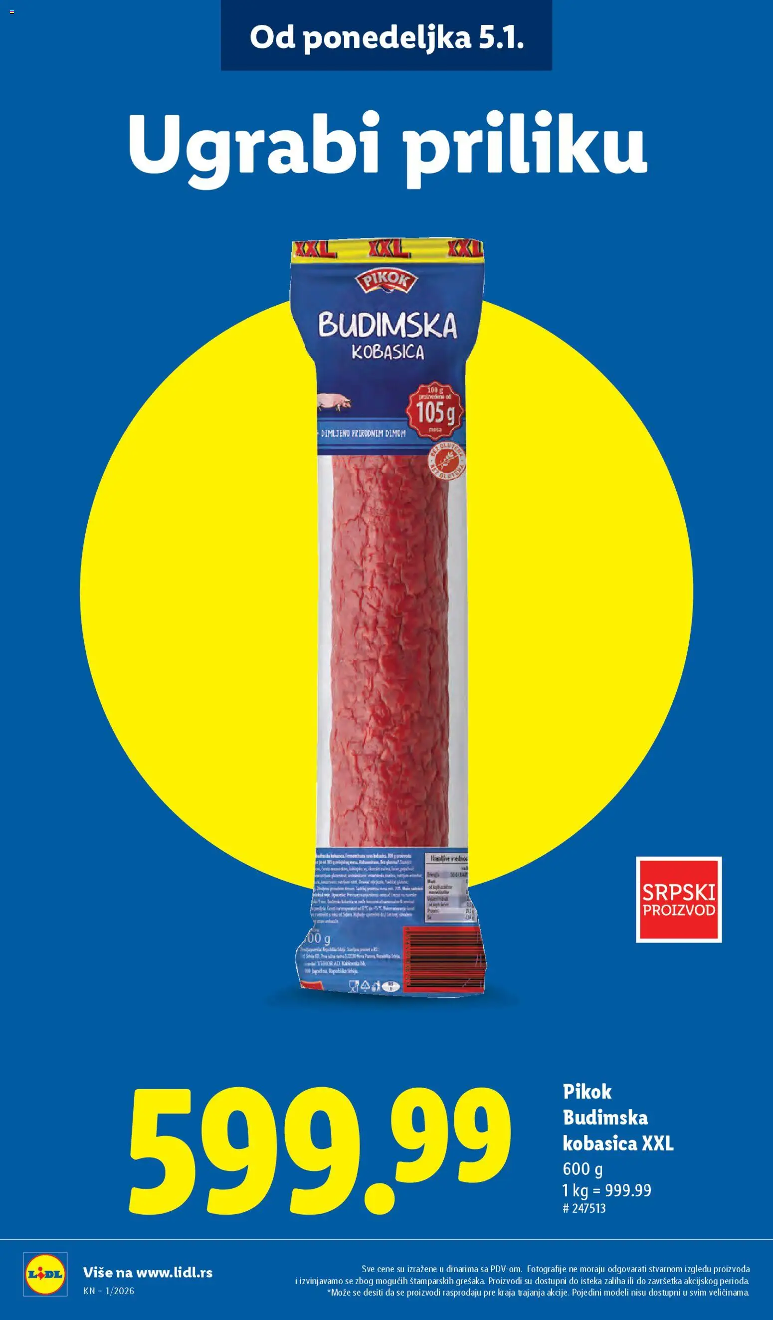 Lidl katalog - važi od 02.01.2026 | Strana: 12 | Proizvode: Budimska kobasica, Kobasica