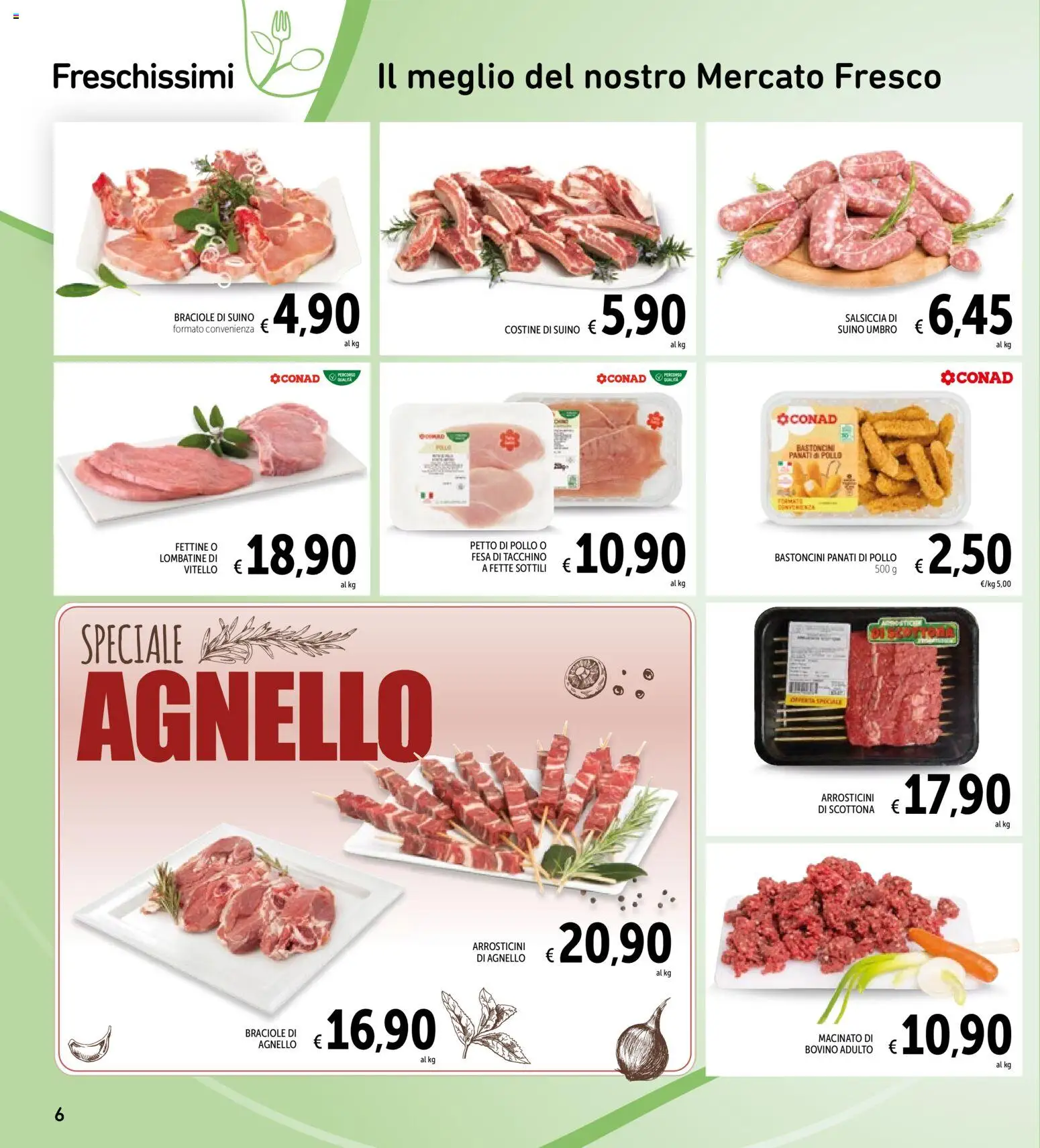 Volantino Spazio Conad del 28.10.2025 | Pagina: 6 | Prodotti: Pollo, Vitello, Agnello, Arrosticini