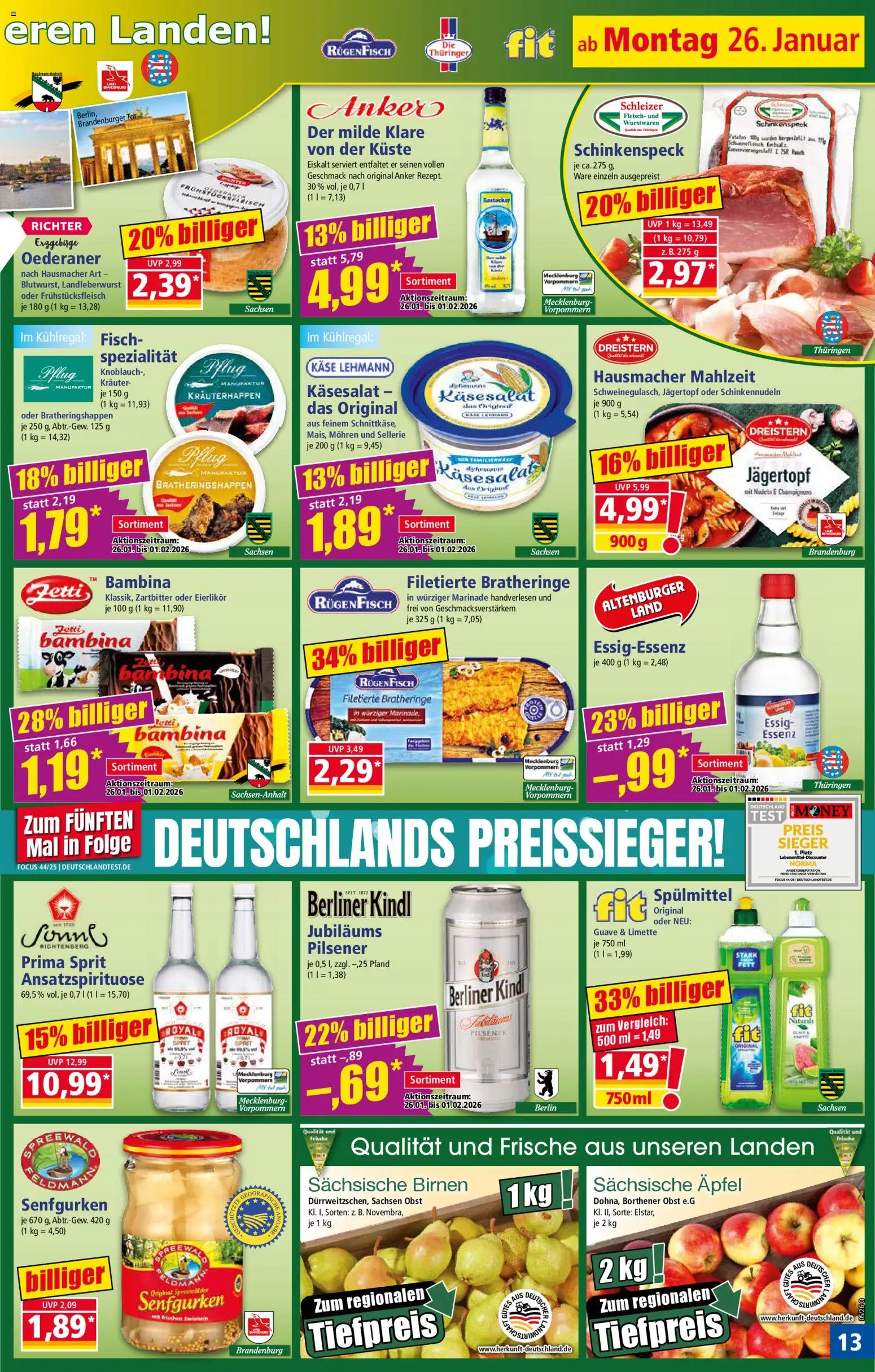 Norma Prospekt 	 – gültig ab 26.01.2026 | Seite: 13 | Produkte: Berliner, Mohren, Limette, Fleisch