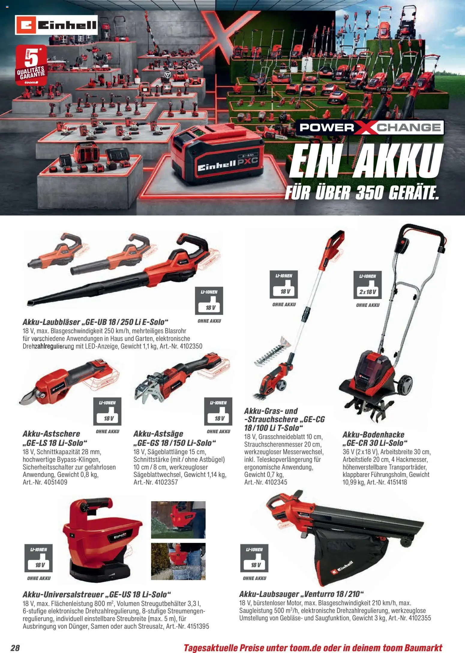 Toom Baumarkt Gartenpflege & Teich 2026 – gültig ab 20.02.2026 | Seite: 28 | Produkte: Gewicht