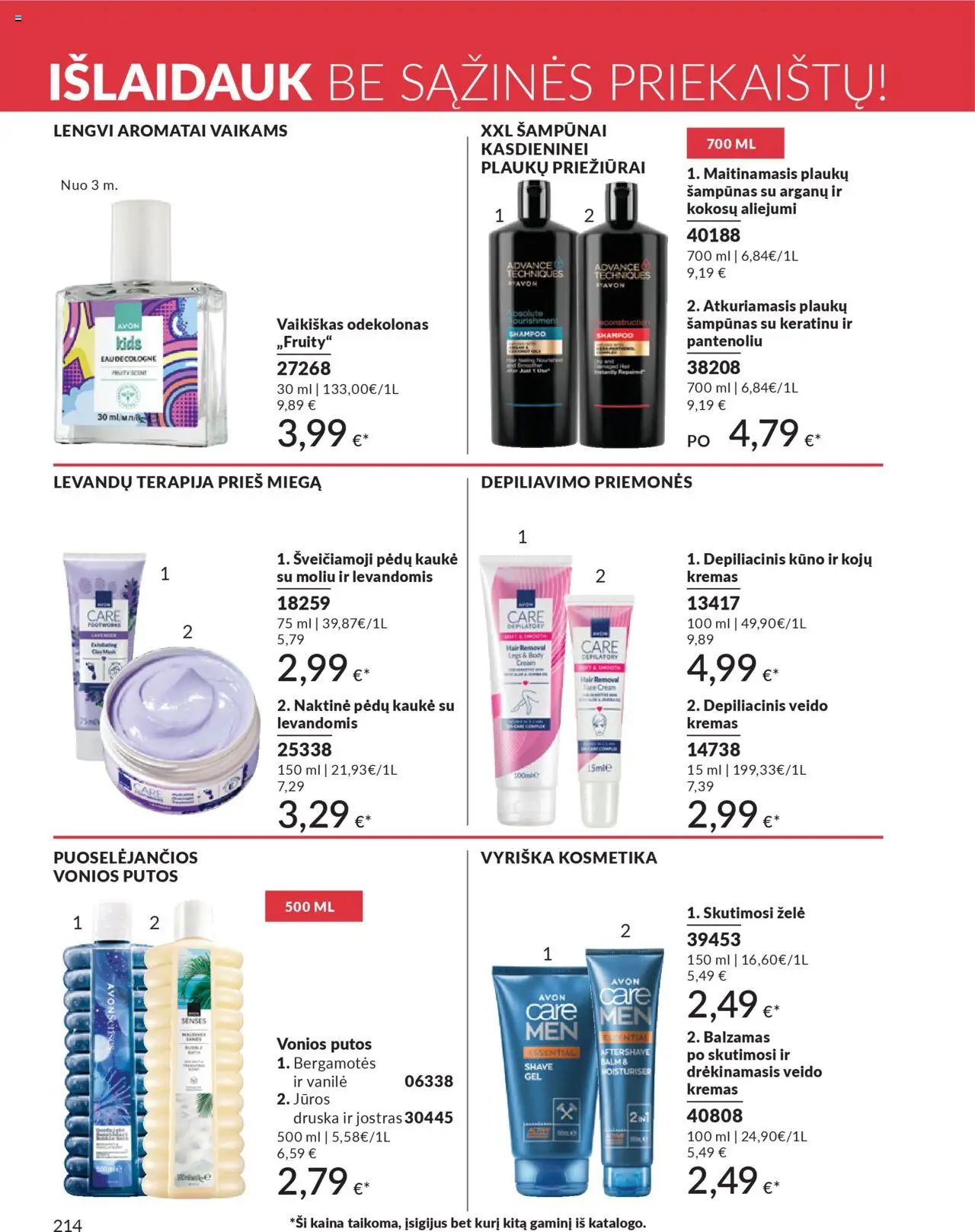 AVON akcijos nuo 01.10.2025 | Puslapis: 214 | Prekių: Balzamas, Šampūnas, Vonios putos, Druska