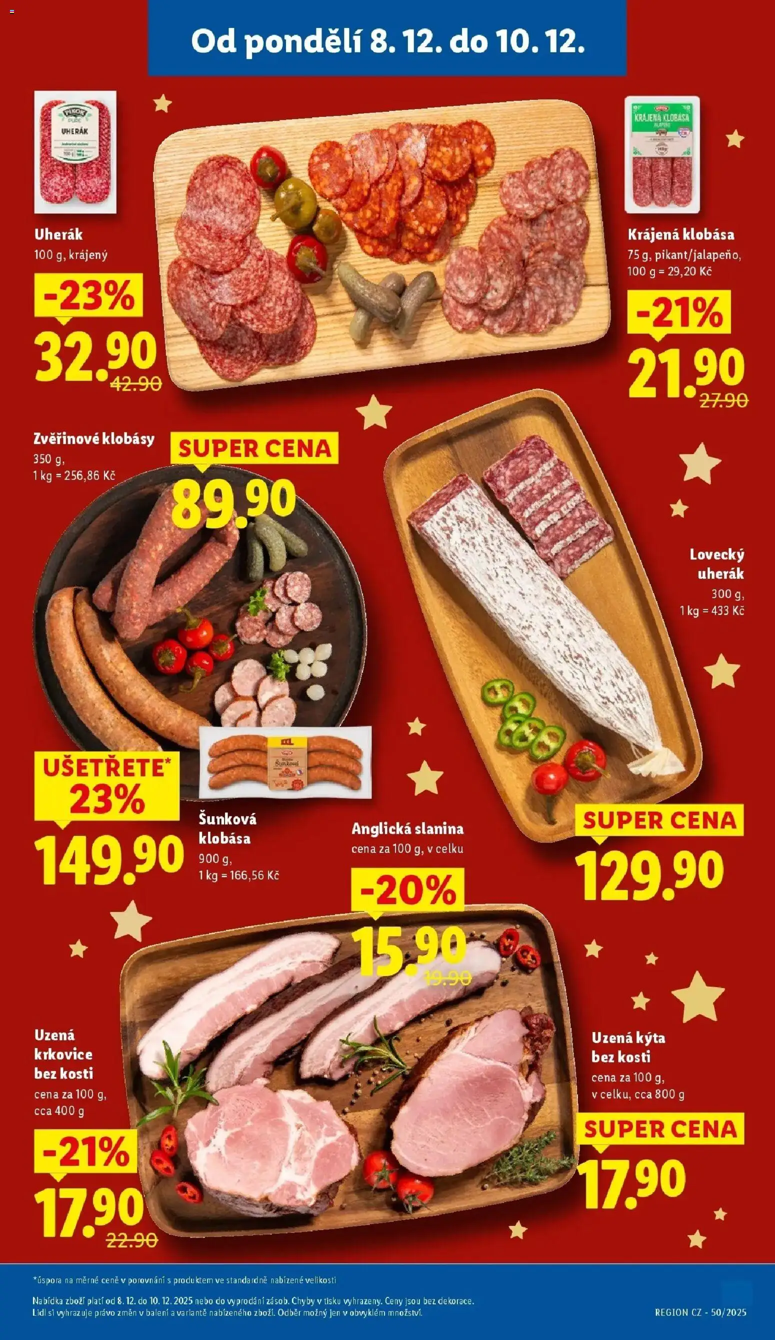 Lidl leták od 08.12.2025 | Strana: 13 | Produkty: Uherák, Anglická slanina, Krkovice, Kýta