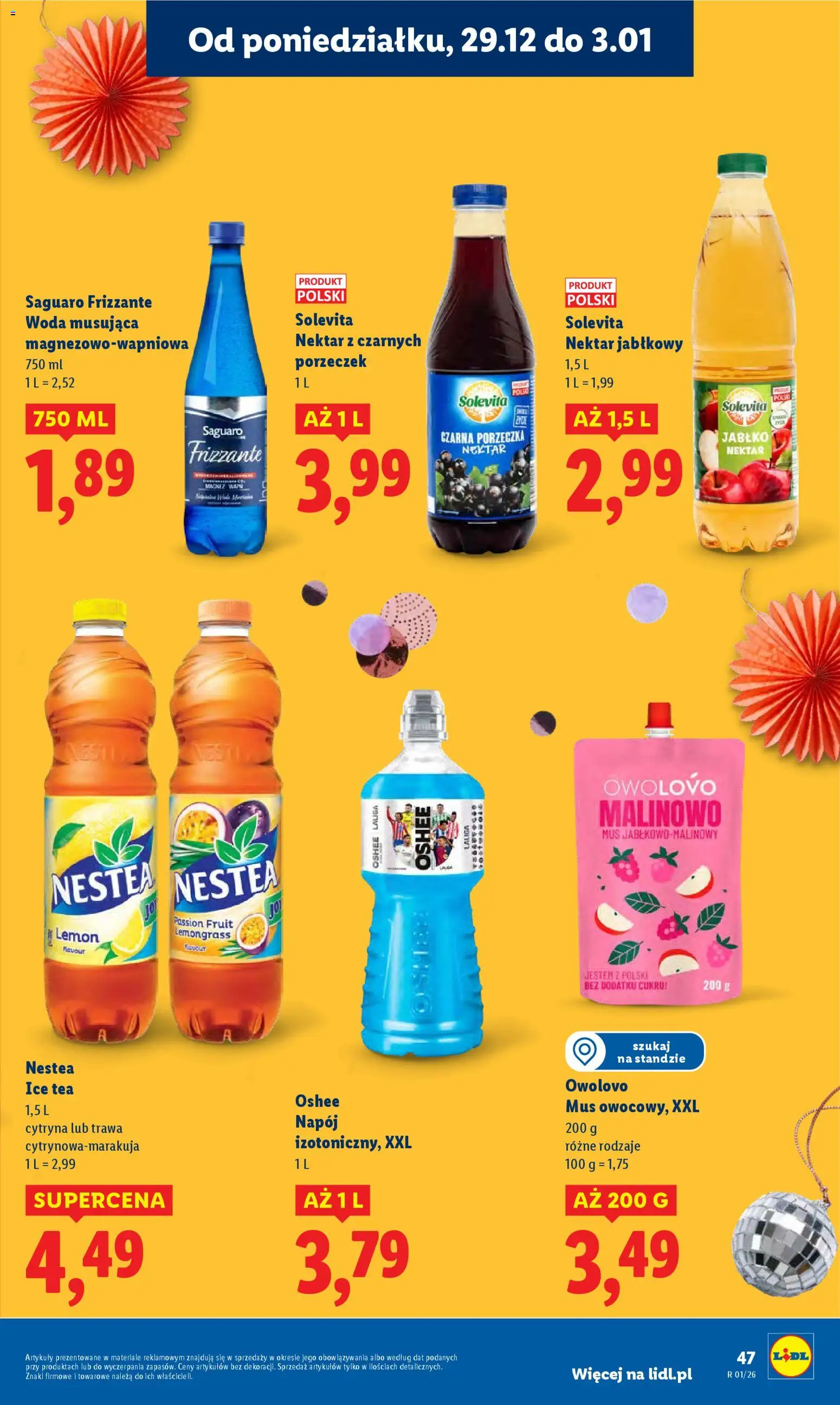 Lidl Gazetka od 29.12.2025 | Strona: 47 | Produkty: Cytryna, Ice Tea, Porzeczka, Woda