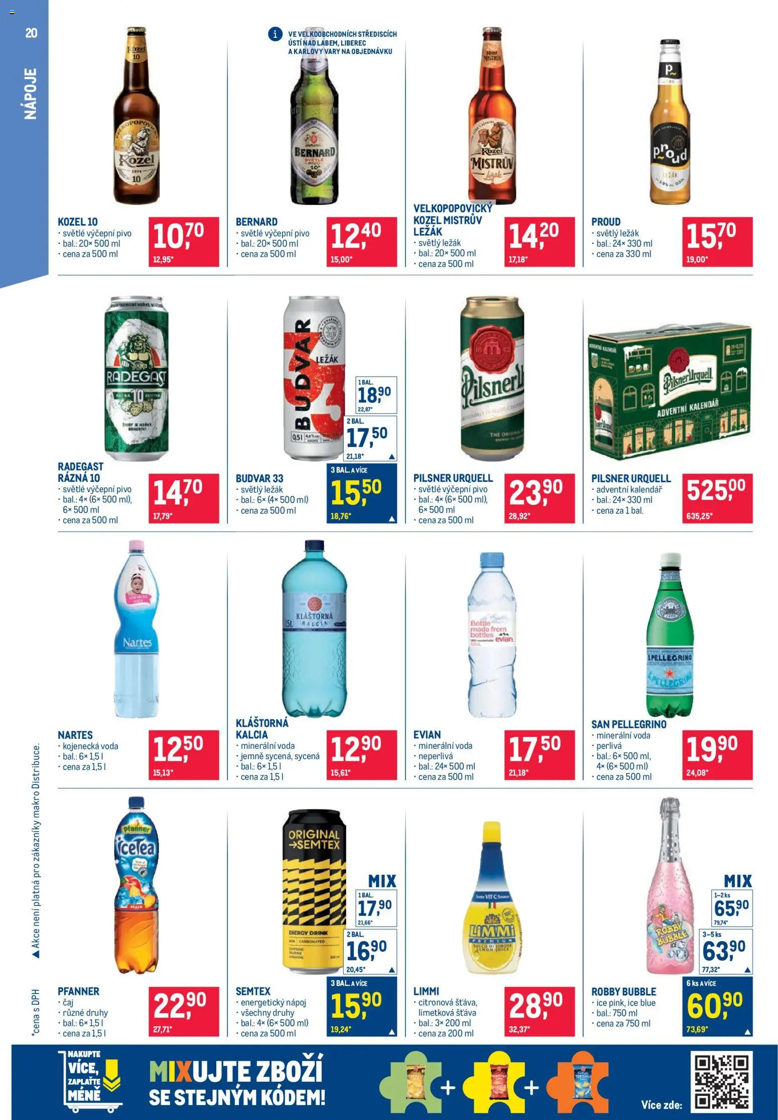 Makro leták - Pro milovníky jídla od 22.10.2025 | Strana: 20 | Produkty: Voda, Pilsner, Bernard, Budvar 33