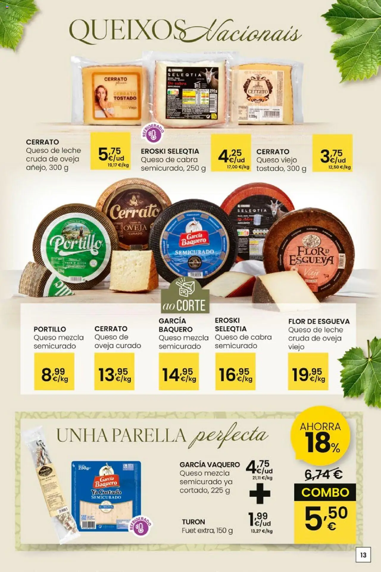 Eroski - Pans Queixos Viños │ válido desde el 16.10.2025 | Página: 13 | Productos: Queso de oveja, Leche, Queso