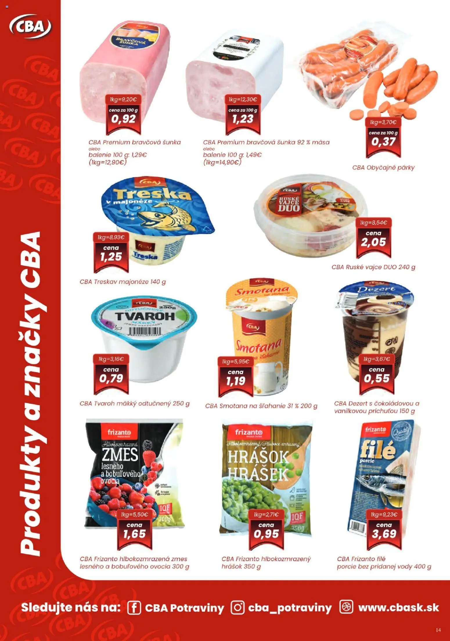 Nové Sintra akcie – leták je platný od 15.12.2025 | Strana: 14 | Produkty: Šunka, Hrášok, Párky, Treska