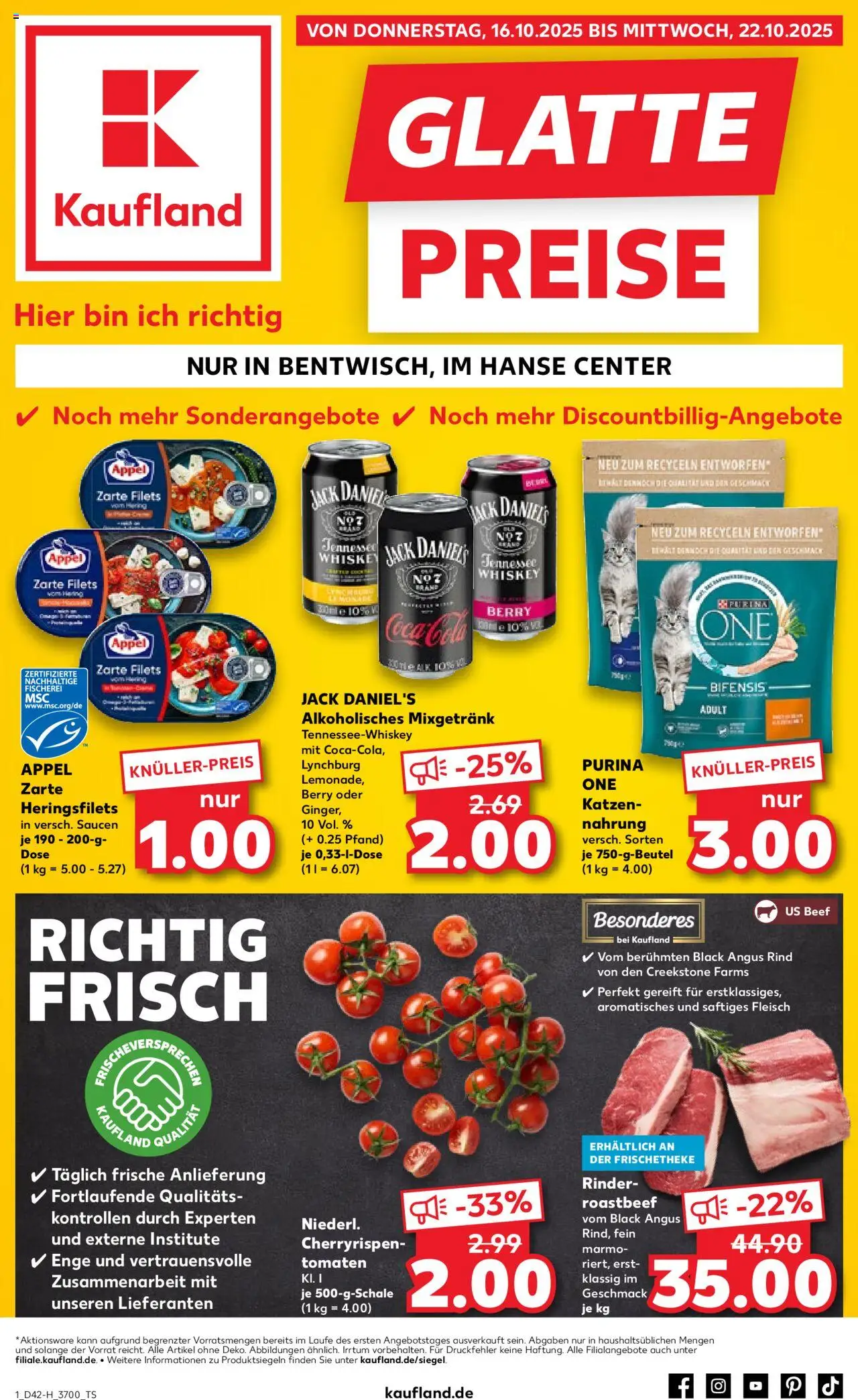 Kaufland prospekt Rostock	 – gültig ab 16.10.2025 | Seite: 1 | Produkte: Coca cola, Cola, Jack Daniel's, Tomaten