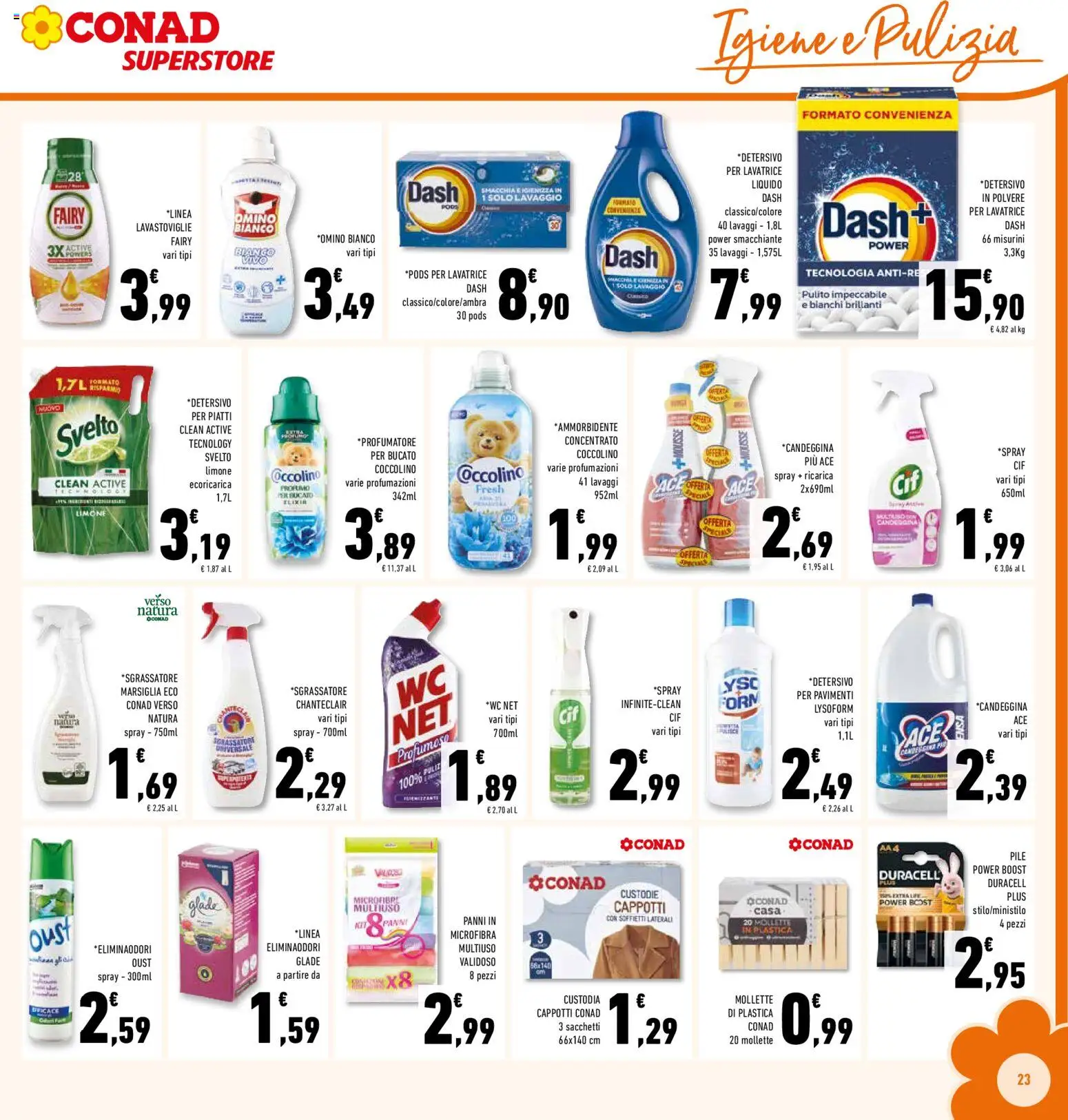 Volantino Conad del 10.12.2025 | Pagina: 23 | Prodotti: Pile, Limone, Lavastoviglie, WC