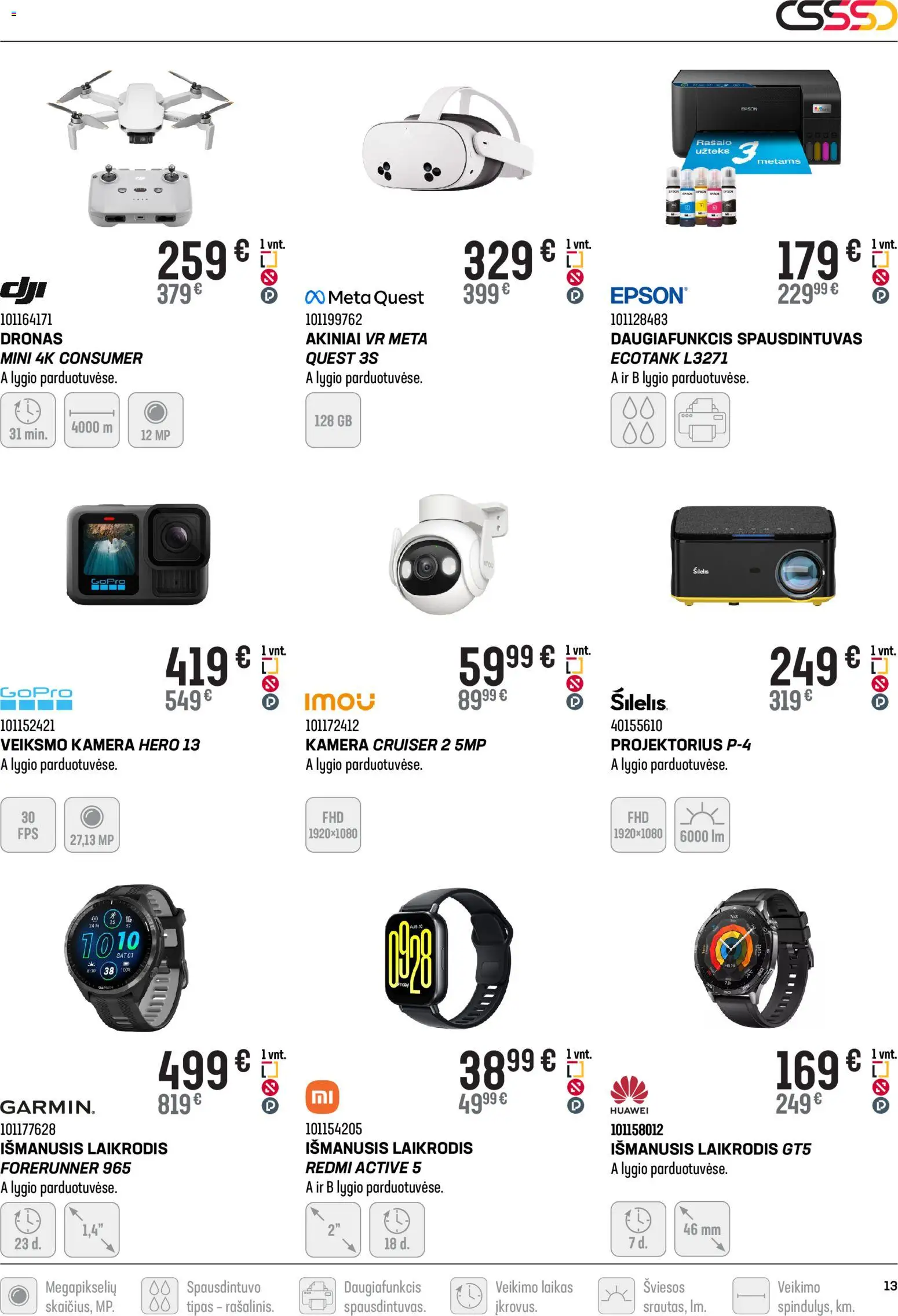 Senukai akcijos nuo 11.02.2026 | Puslapis: 13 | Prekių: Laikrodis, Spausdintuvas, Kamera, Akiniai