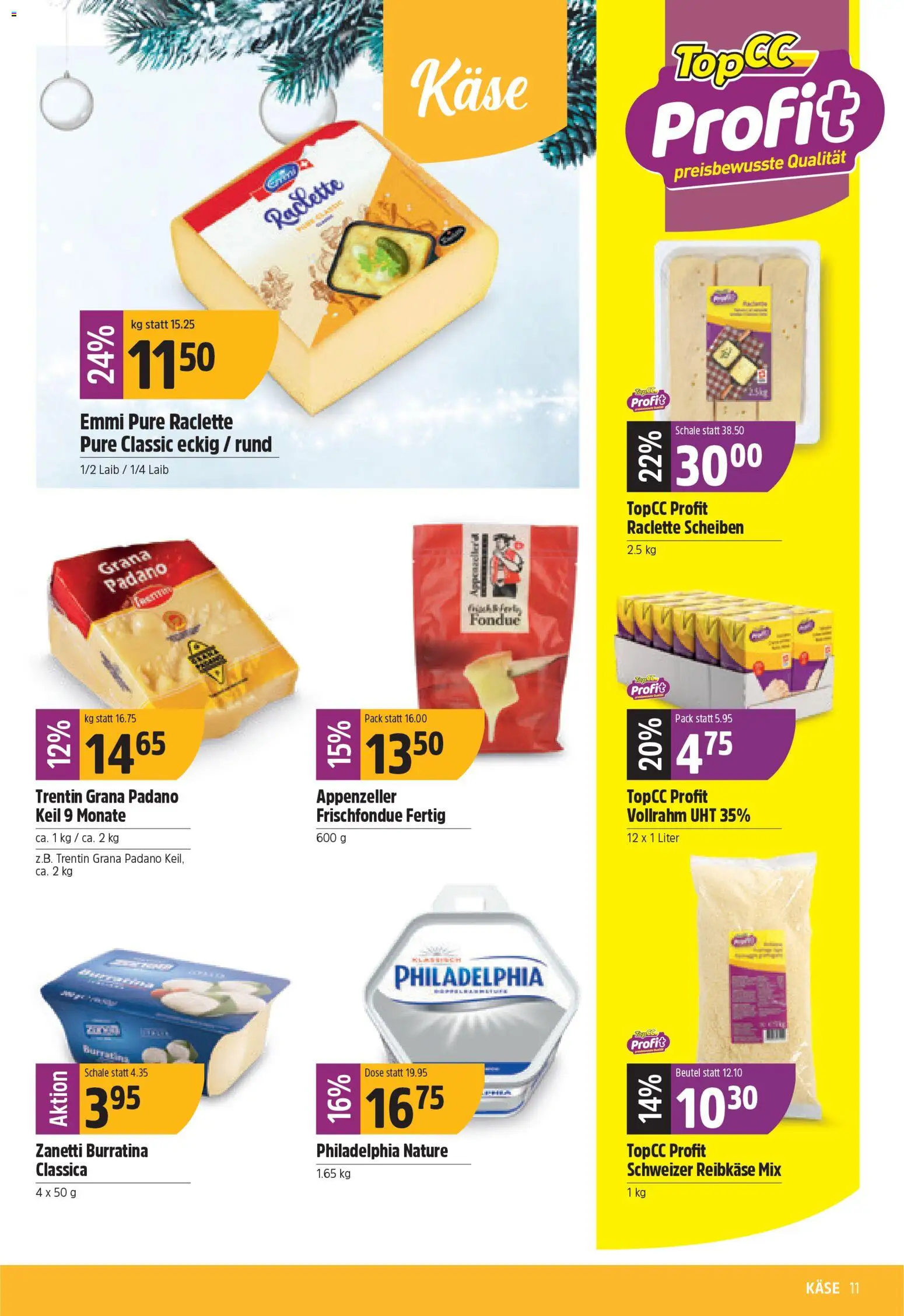 TopCC Aktionen – gültig ab 15.12.2025 | Seite: 11 | Produkte: Käse, Raclette