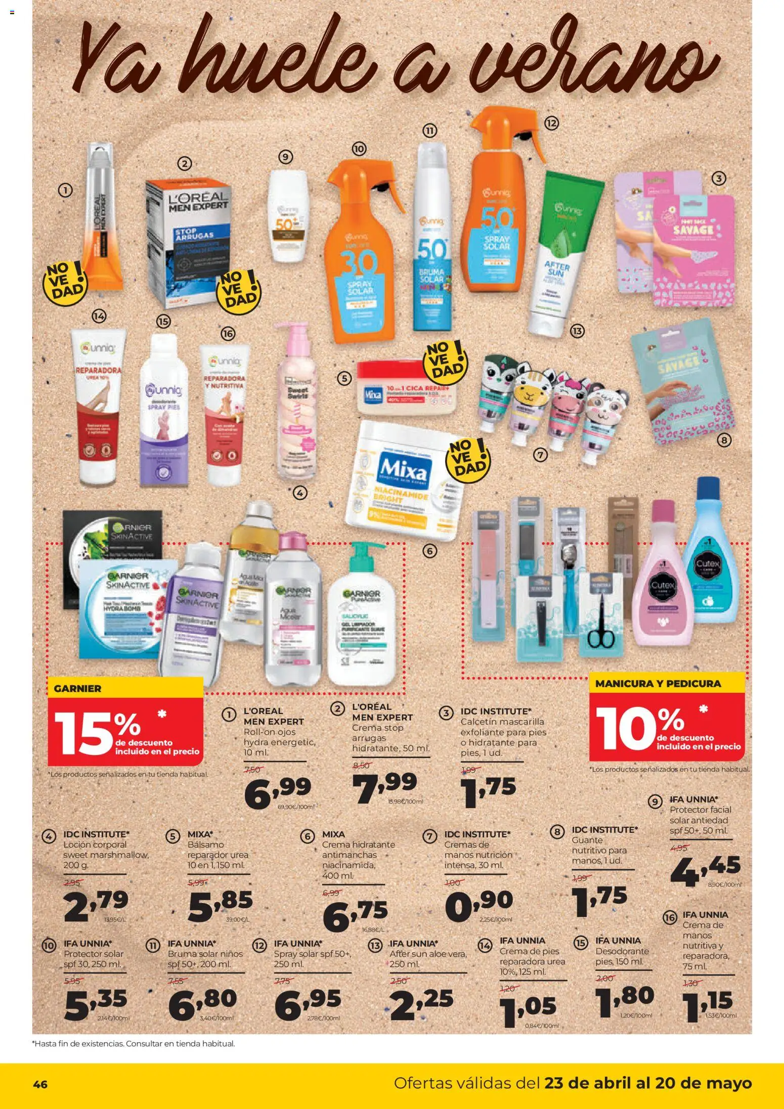 Alimerka folleto Castilla y León │ válido desde el 23.04.2026 | Página: 43 | Productos: Spray solar, Protector solar, Crema hidratante, Γαύρος