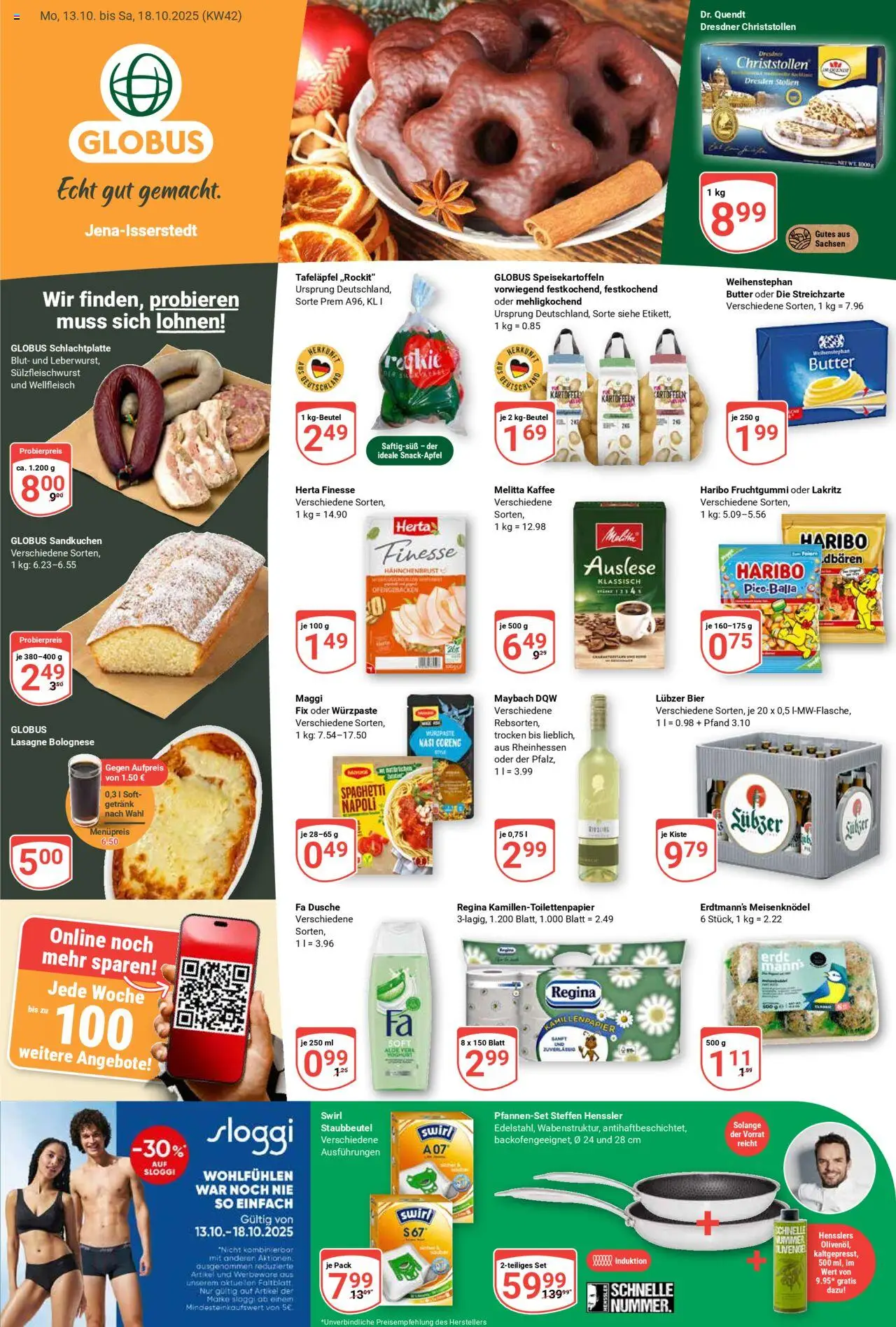 Globus Prospekt 	 – gültig ab 13.10.2025 | Seite: 1 | Produkte: Maggi, Butter, Dusche, Kartoffeln