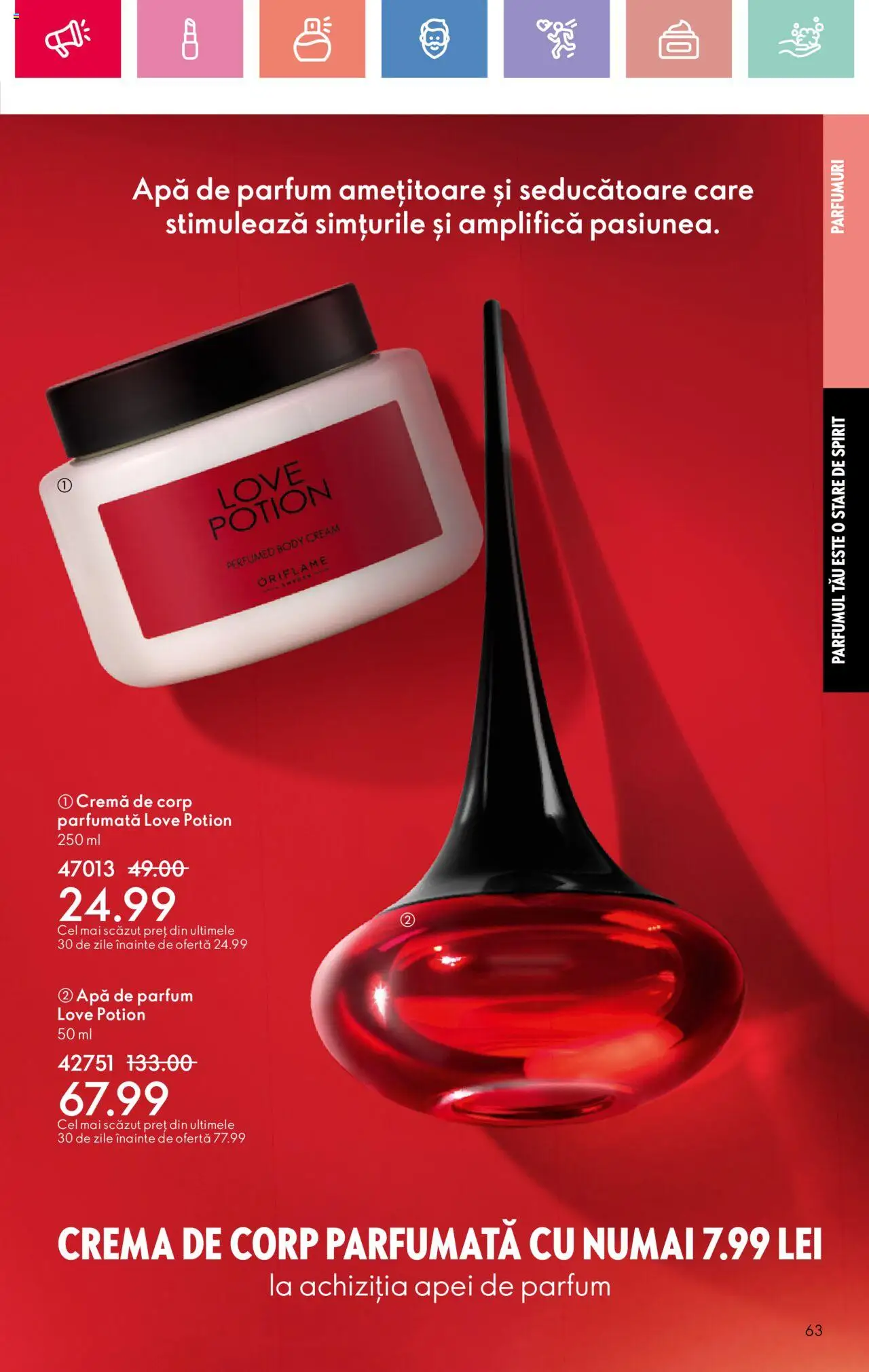 Noul catalog Oriflame – valabil de la 06.07.2025 | Pagină: 63 | Produse: Apă de parfum, Cremă, Cremă de corp, Apă