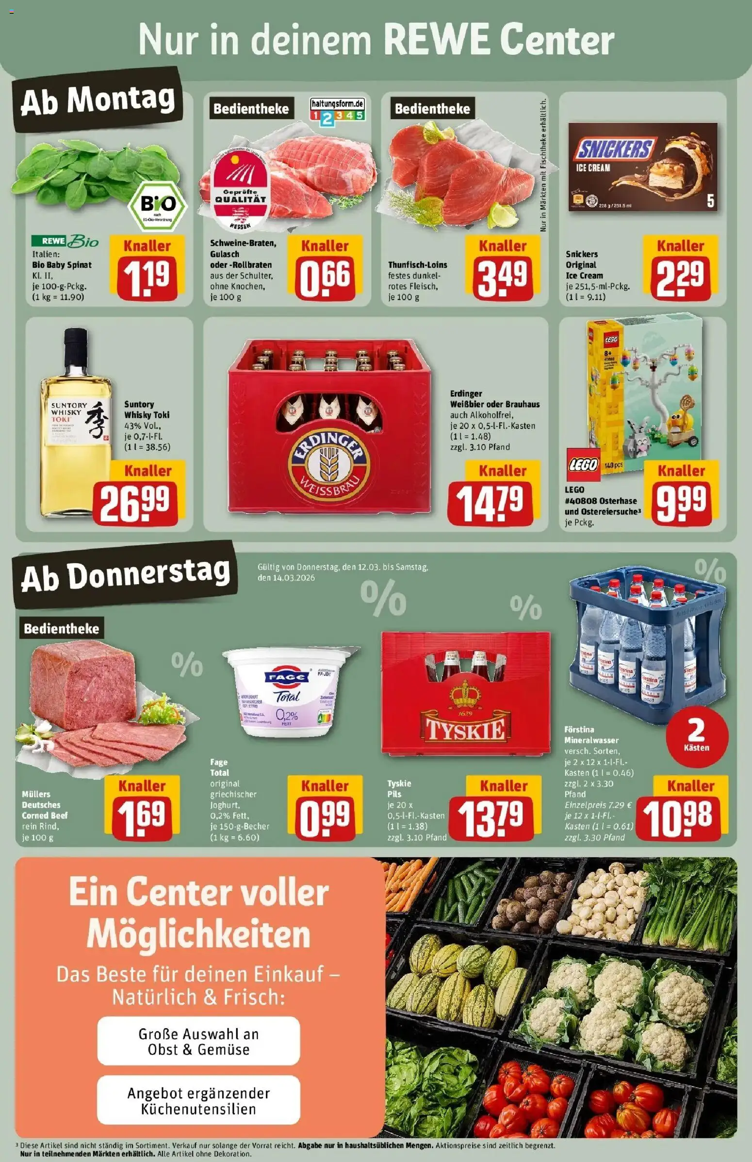 Rewe Prospekt Butzbach	 – gültig ab 09.03.2026 | Seite: 3 | Produkte: Erdinger, Snickers, Gemüse, Obst