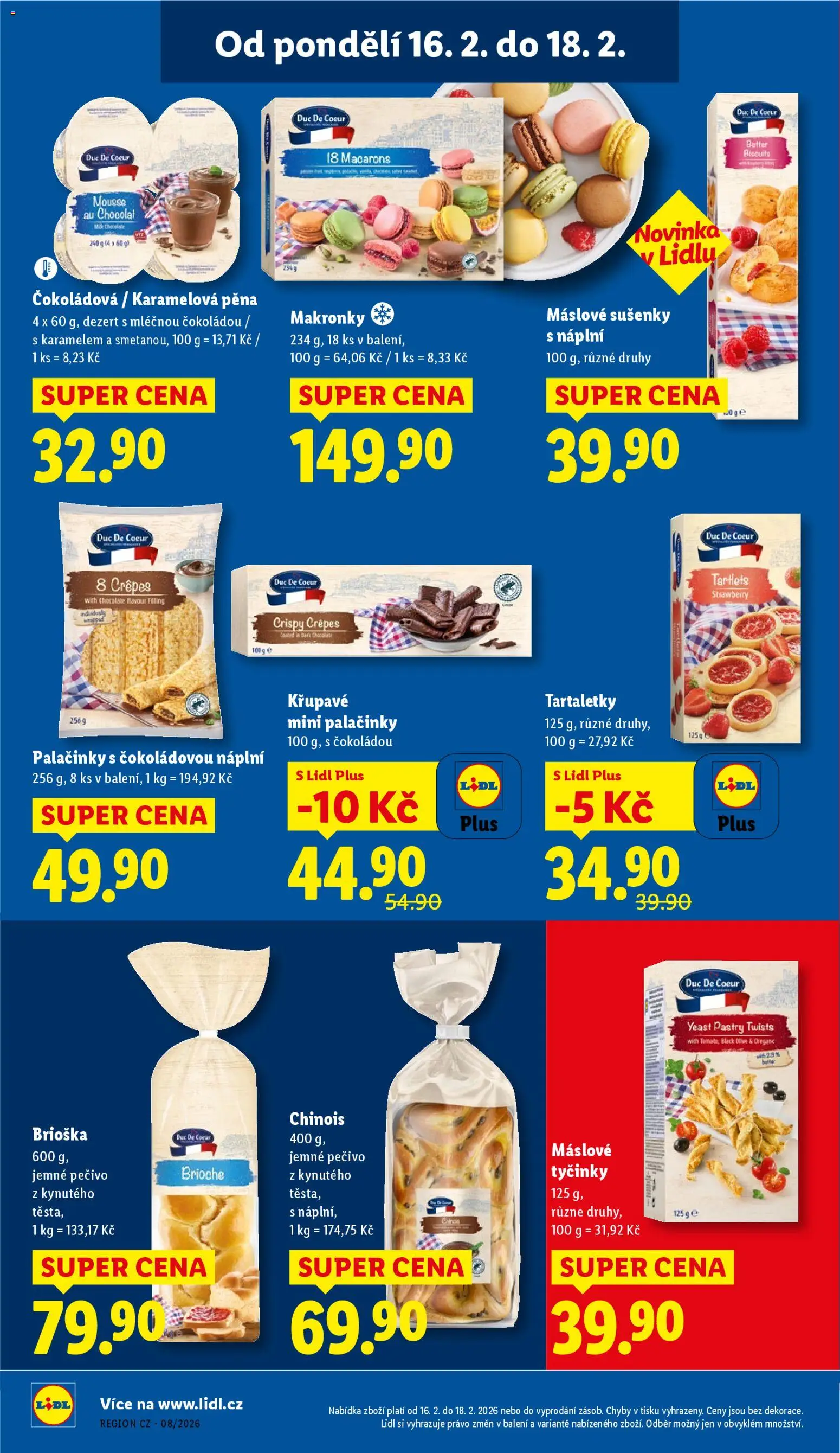 Lidl leták od 16.02.2026 | Strana: 16 | Produkty: Brioška, Makronky, Pečivo, Sušenky