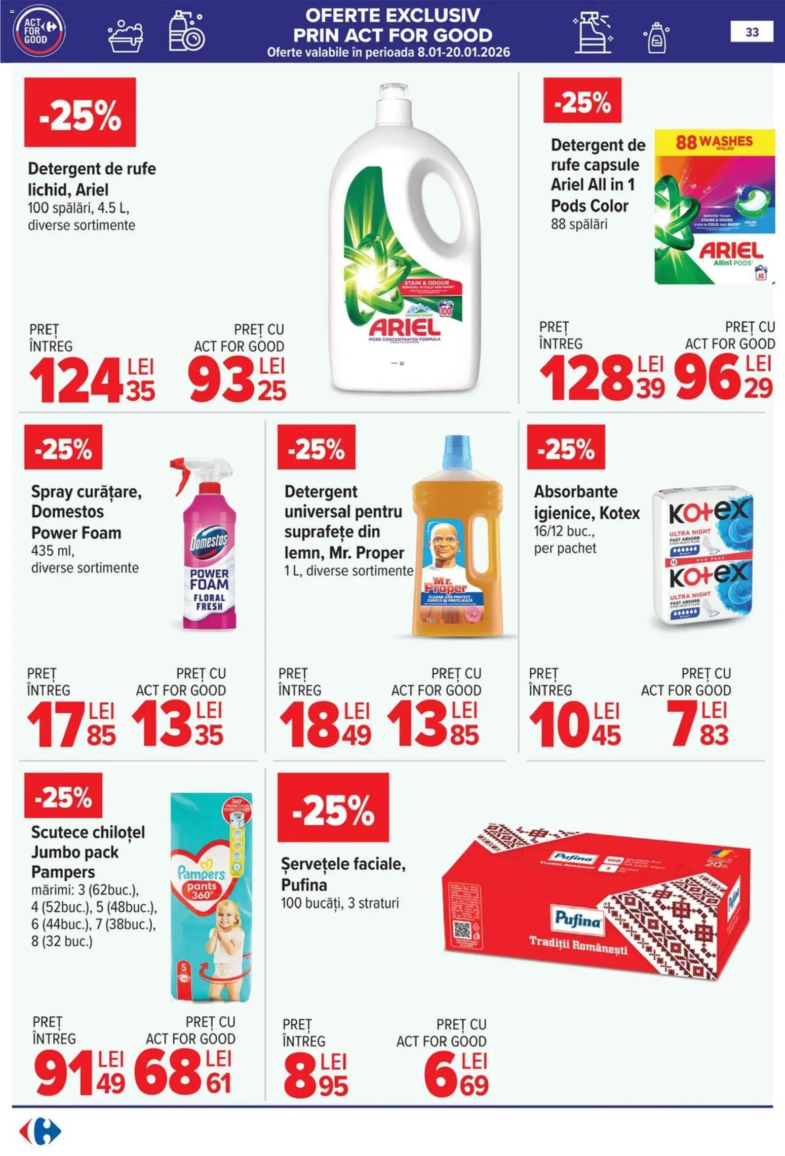 Noul catalog Carrefour – valabil de la 14.01.2026 | Pagină: 35 | Produse: Detergent, Absorbante, Scutece