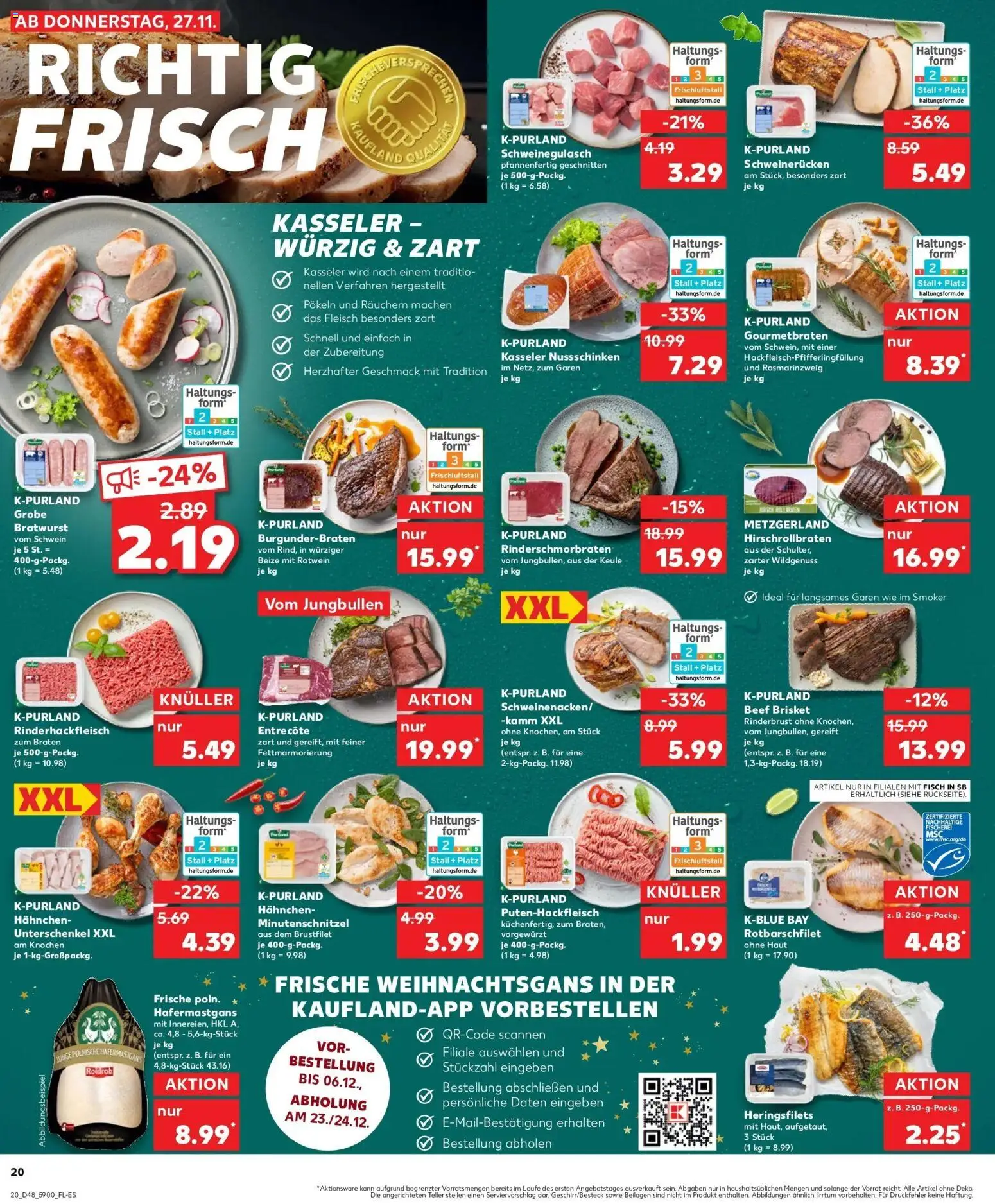 Kaufland prospekt Döbeln	 – gültig ab 30.11.2025 | Seite: 20 | Produkte: Schweinegulasch, Rotwein, Entrecote, Fleisch