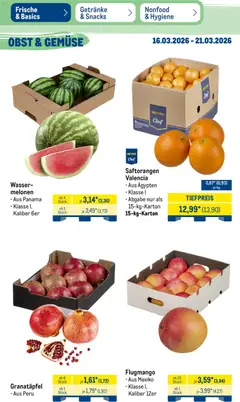 Metro Prospekt 	 ab 16.03.2026 gültig | Seite: 12 | Produkte: Granatapfel, Wasser, Gemüse, Obst