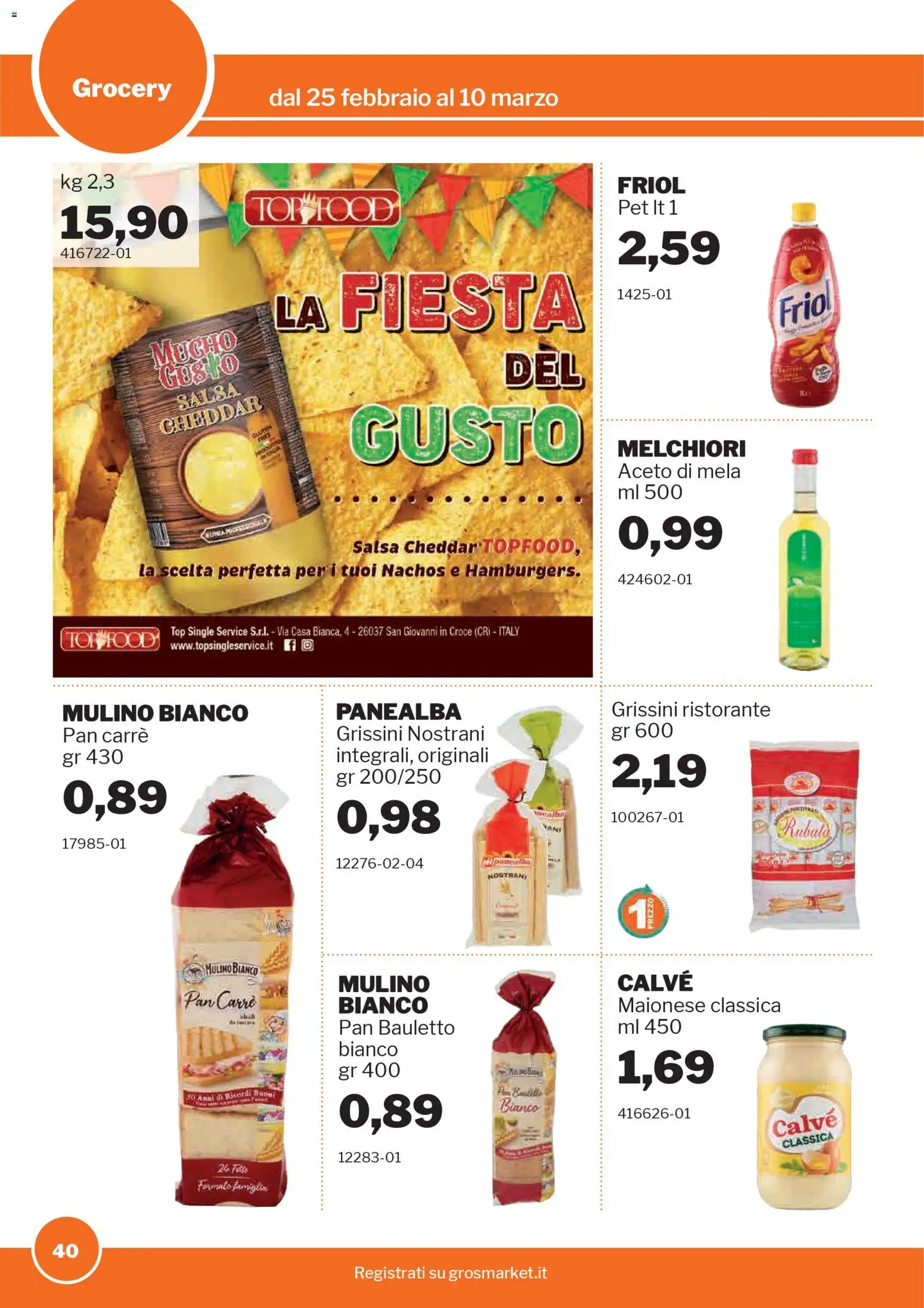 Volantino Sogegross del 25.02.2026 | Pagina: 39 | Prodotti: Maionese, Salsa, Aceto, Grissini