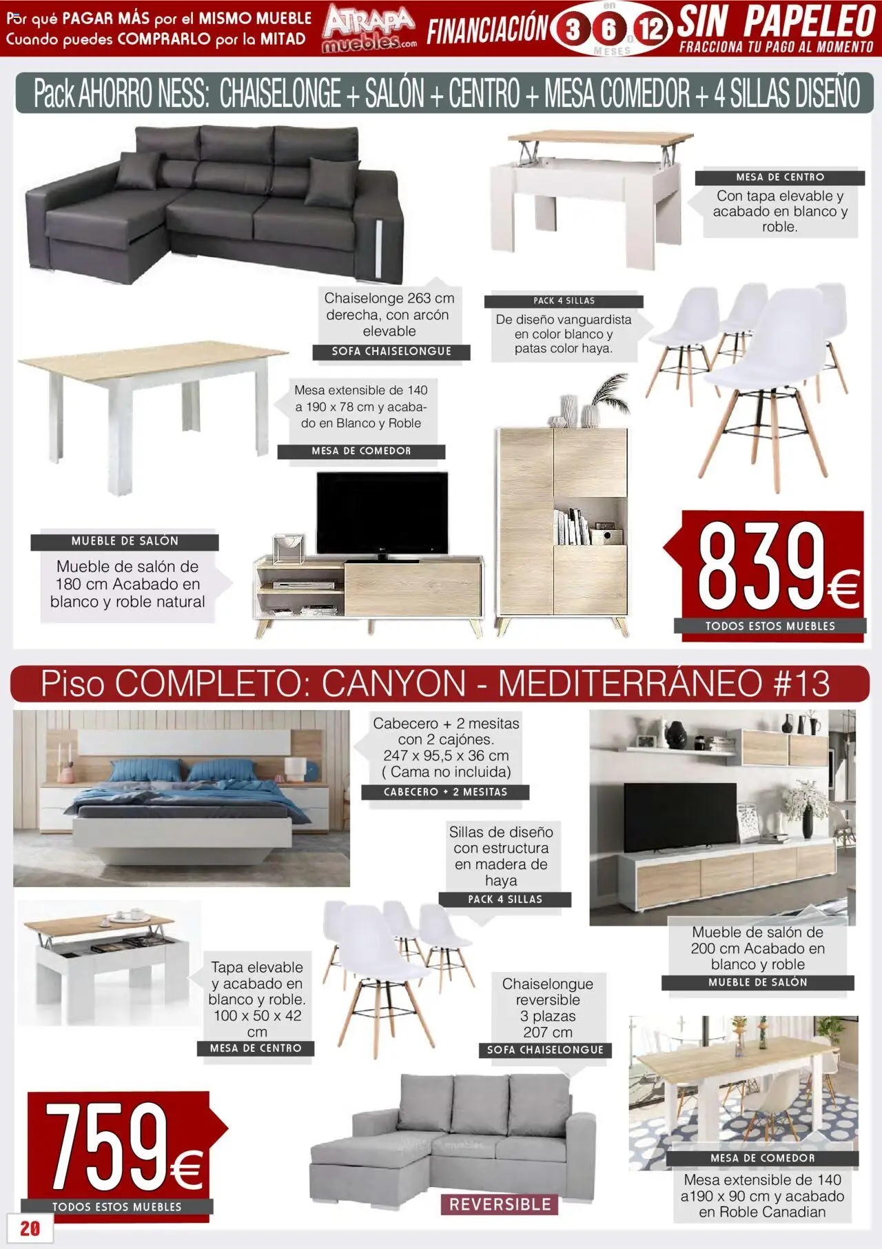 Atrapa Muebles folleto │ válido desde el 01.10.2025 | Página: 20 | Productos: Mesa extensible, Cama, Sofá, Mesa