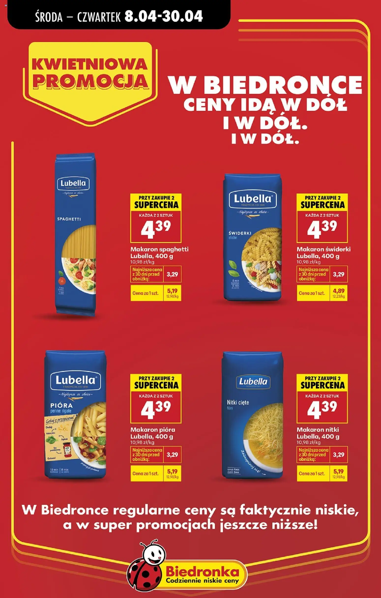 Biedronka gazetka - Kwietniowa promocja od 08.04.2026 | Strona: 10 | Produkty: Penne, Makaron spaghetti, Makaron