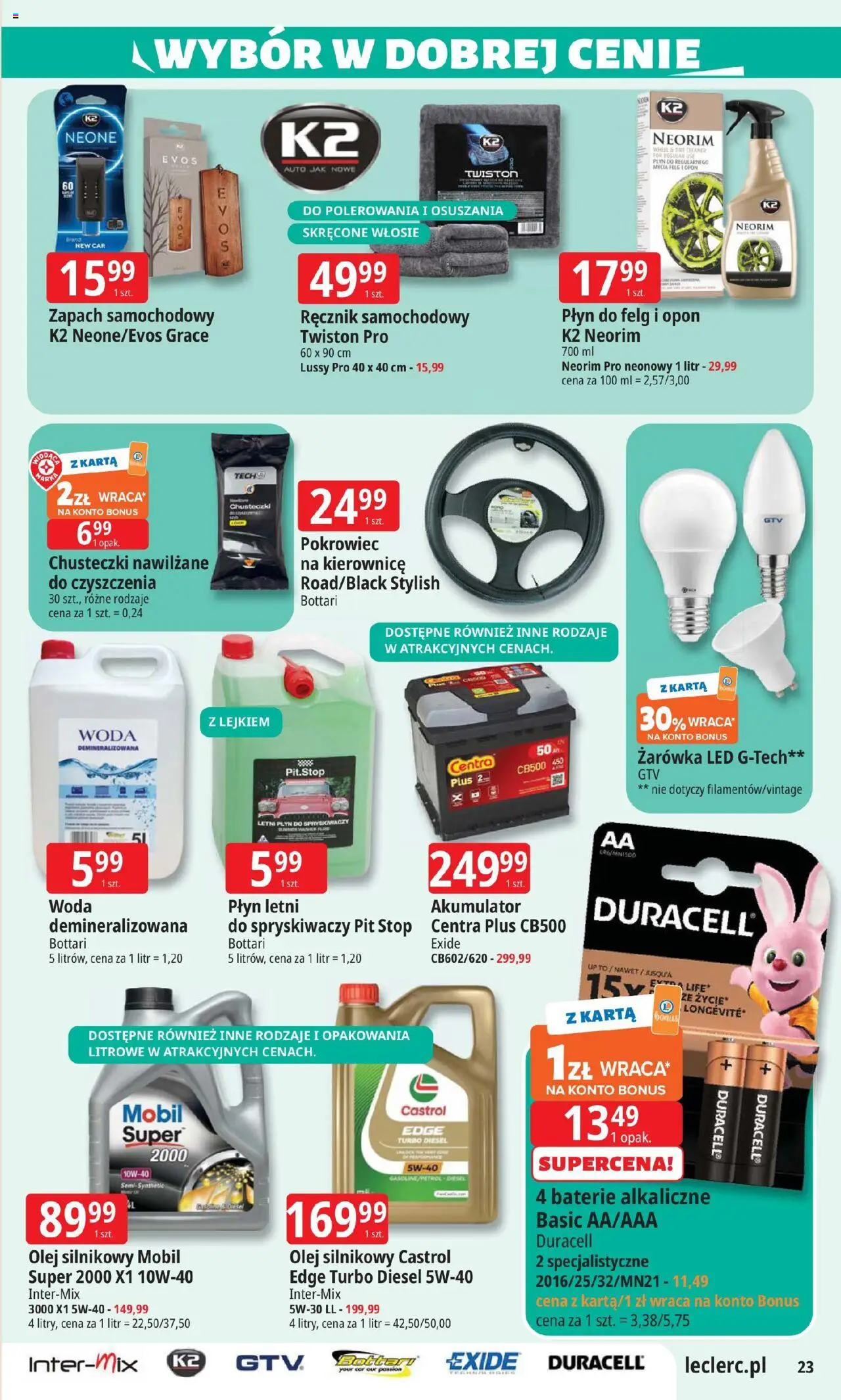 E.Leclerc Gazetka - Elbląg od 05.08.2025 | Strona: 23 | Produkty: Baterie, Cleaner, Zapach, Woda