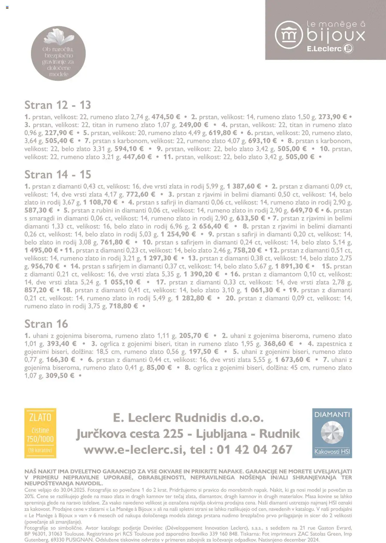 E.leclerc katalog Poroka   │ velja od 14.01.2025 | Stran: 17 | Izdelki: Zapestnica, Prstan, Uhani