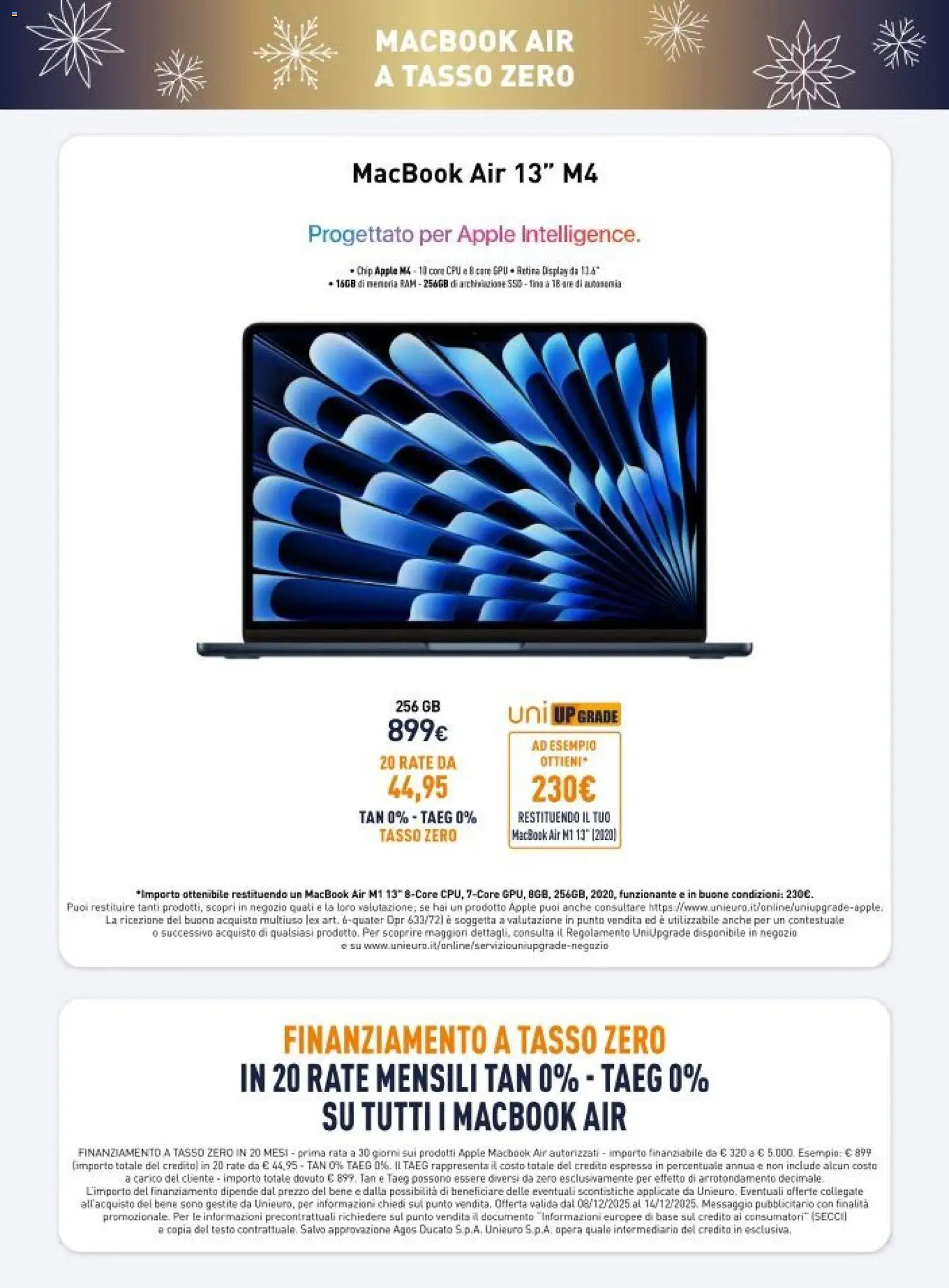 Volantino Unieuro del 08.12.2025 | Pagina: 10 | Prodotti: Macbook air, Macbook