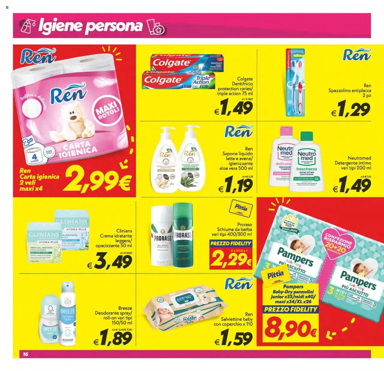 Volantino SuperConveniente del 23.09.2025 | Pagina: 16 | Prodotti: Carta igienica, Detergente intimo, Pampers, Aloe vera