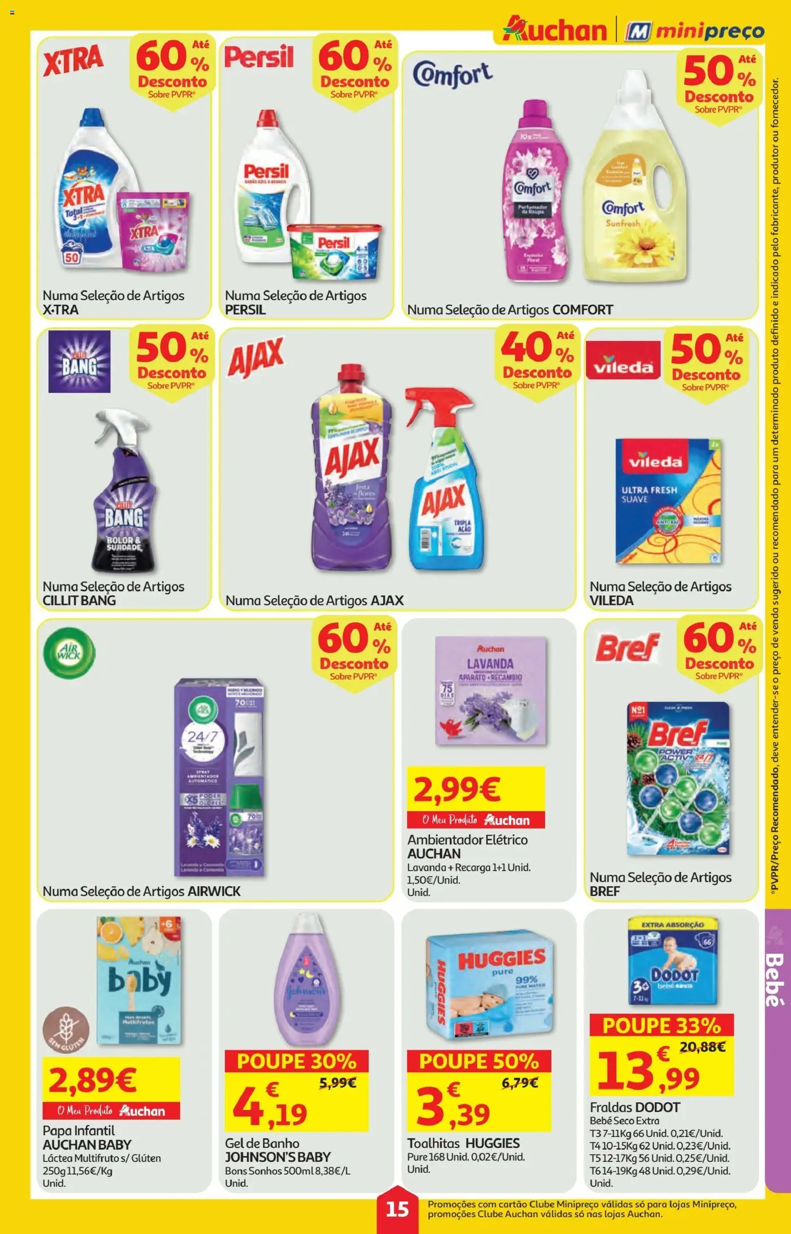 Minipreço folheto │ válido de 08.01.2026 | Página: 15 | Produtos: Fraldas, Fraldas dodot, Gel de banho, Persil