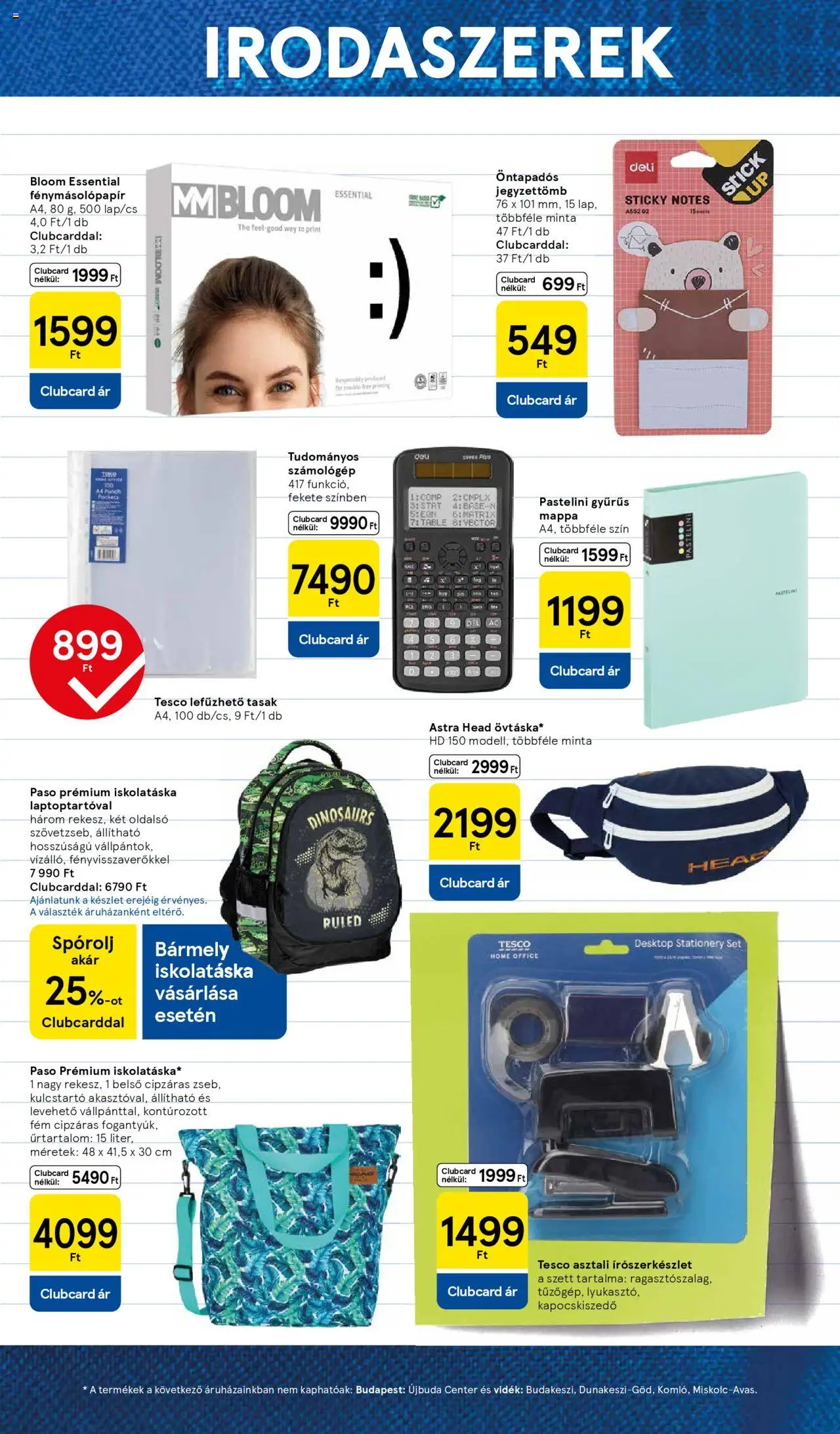 Tesco akciós ujság - amely érvényes a következő dátumtól: 11.08.2025 | Oldal: 13 | Termékek: Fénymásolópapír, Számológép