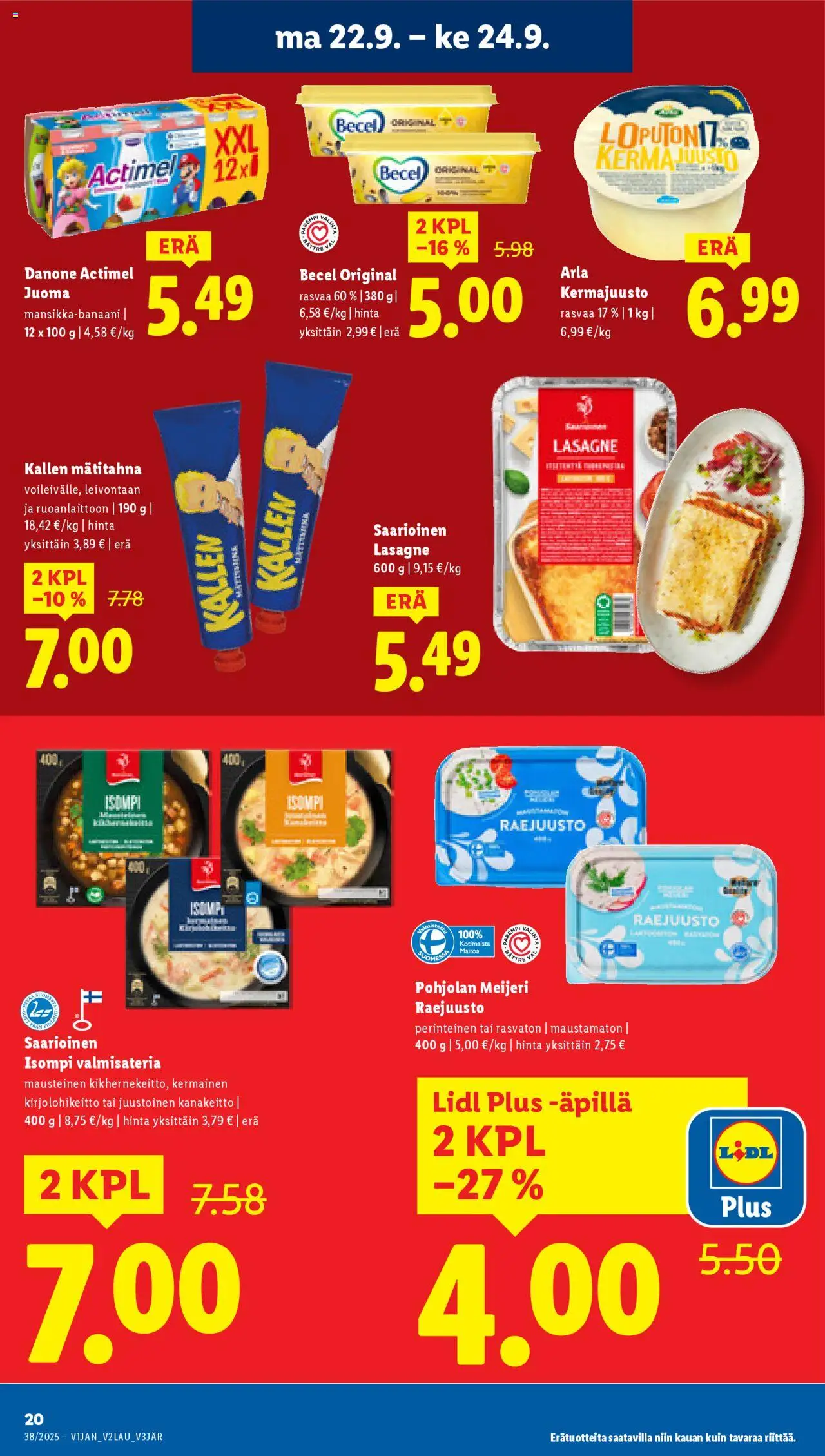 Lidl tarjoukset - Rovaniemi – voimassa 18.09.2025 alkaen | Sivu: 28 | Tuotteet: Kermajuusto, Juusto, Kerma, Raejuusto