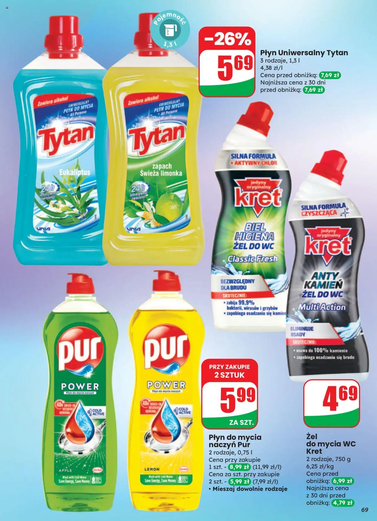 Dino Gazetka od 06.08.2025 | Strona: 69 | Produkty: Cleaner, Zapach, Alkohol, Płyn do mycia naczyń