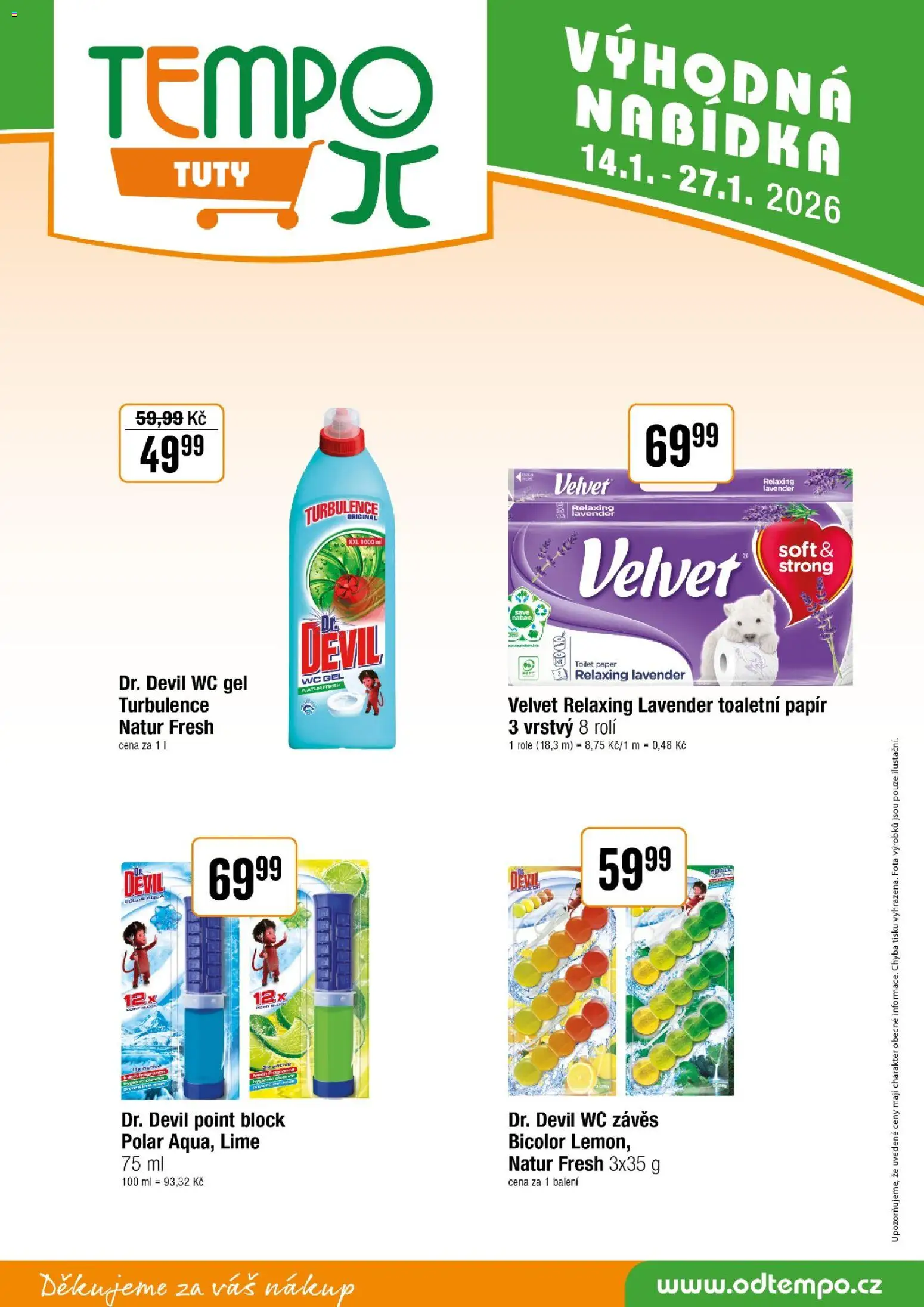 Tempo leták - Tuty od 14.01.2026 | Strana: 15 | Produkty: Závěs, Toaletní papír, Velvet, Wc