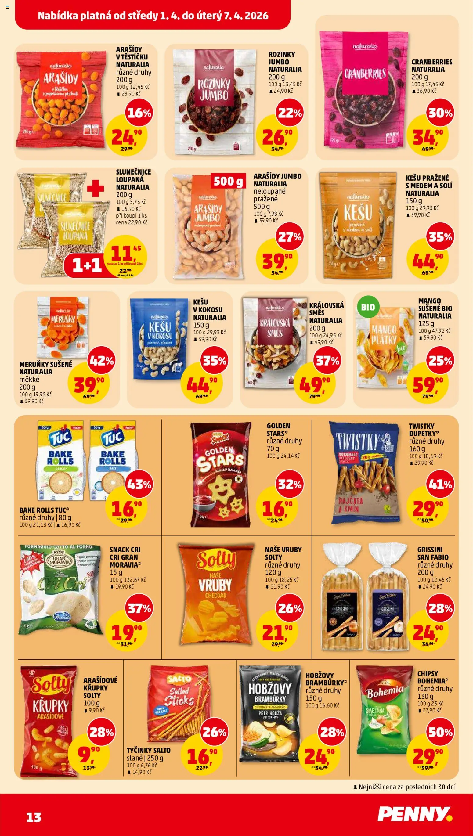 Penny Market leták od 01.04.2026 | Strana: 13 | Produkty: Mango, Křupky, Cheddar, Cotto